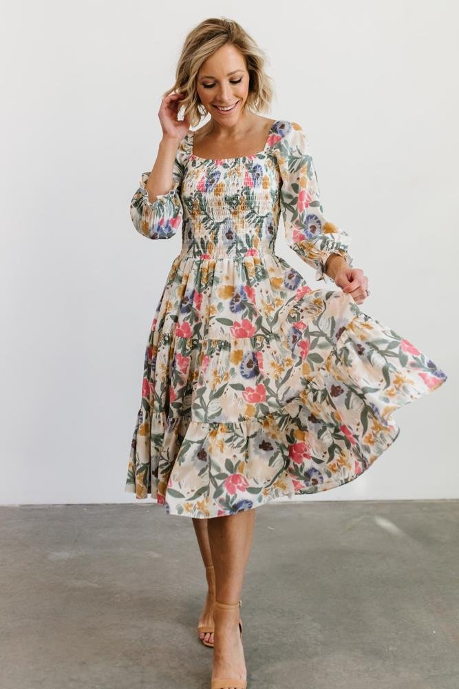 Marta Smocked Midi Dress | Multi Floral - Baltic Born