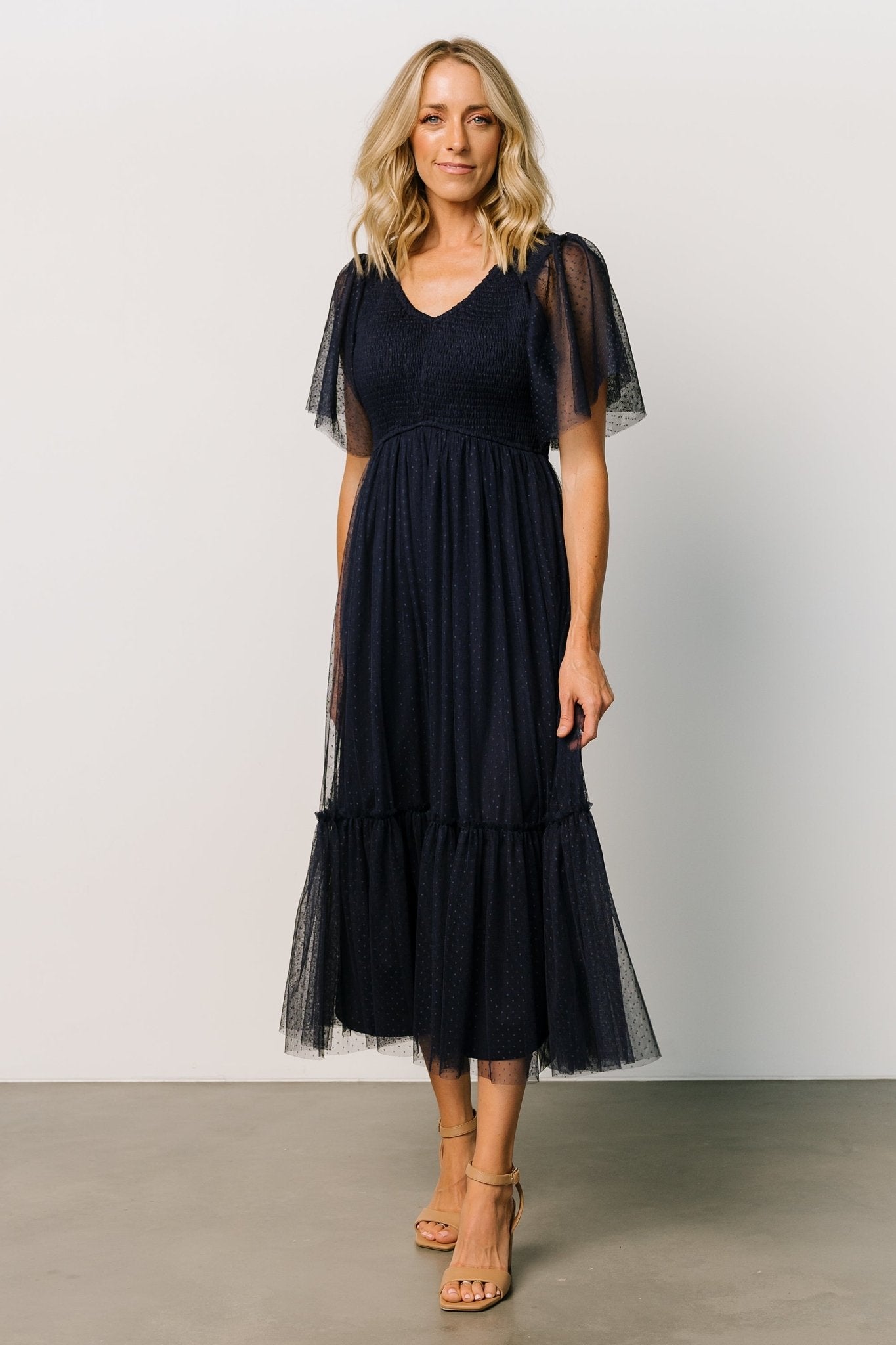 Martha Smocked Tulle Dress | Navy - Baltic Born