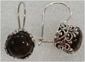 Earrings Hook Filigree Set Round Labradorite