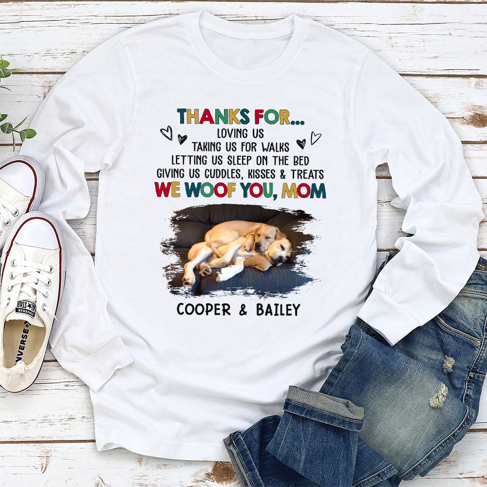 Funny Dog Thanks For - Personalized Custom Long Sleeve T-shirt