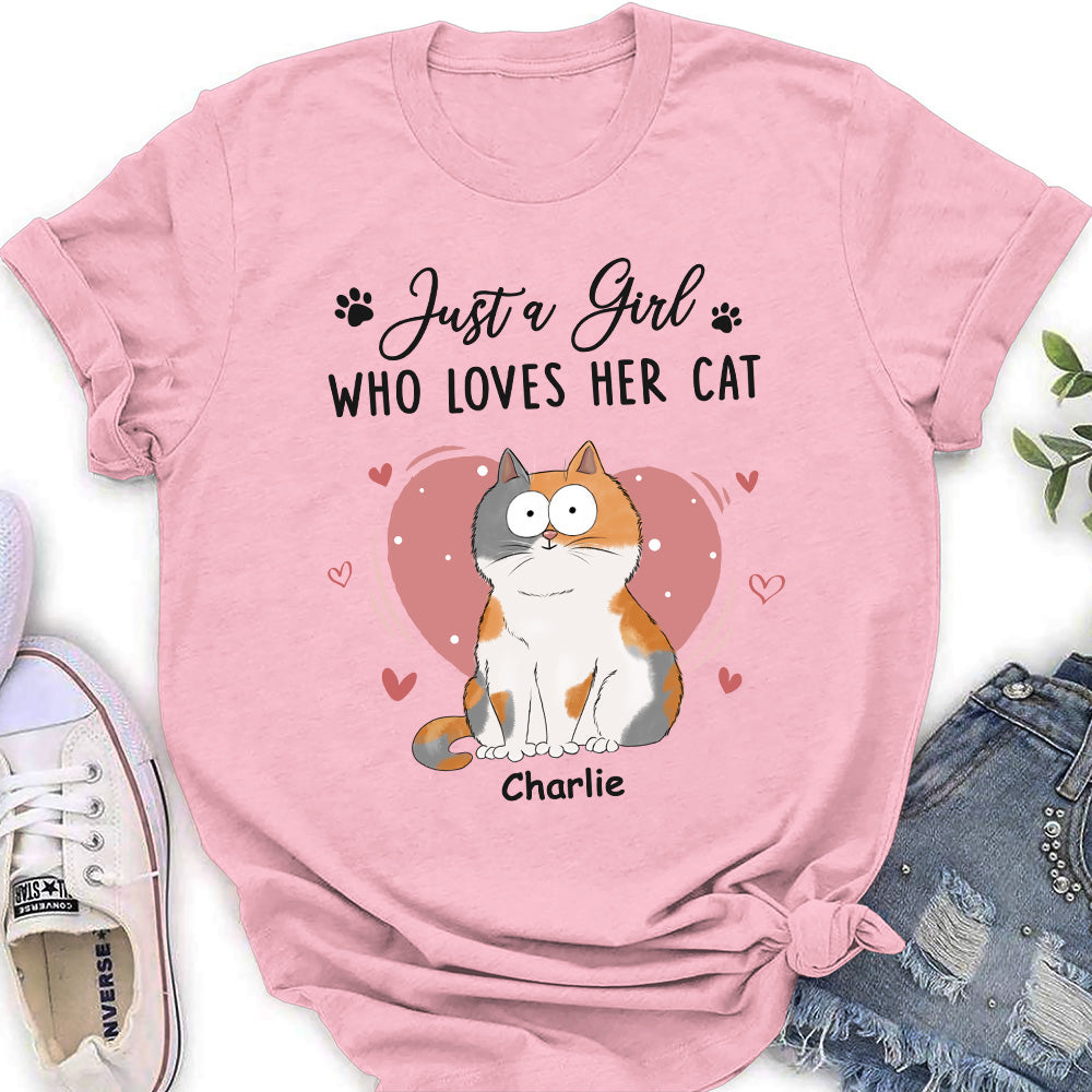 A Girl Loves Cats - Personalized Custom Women's T-shirt
