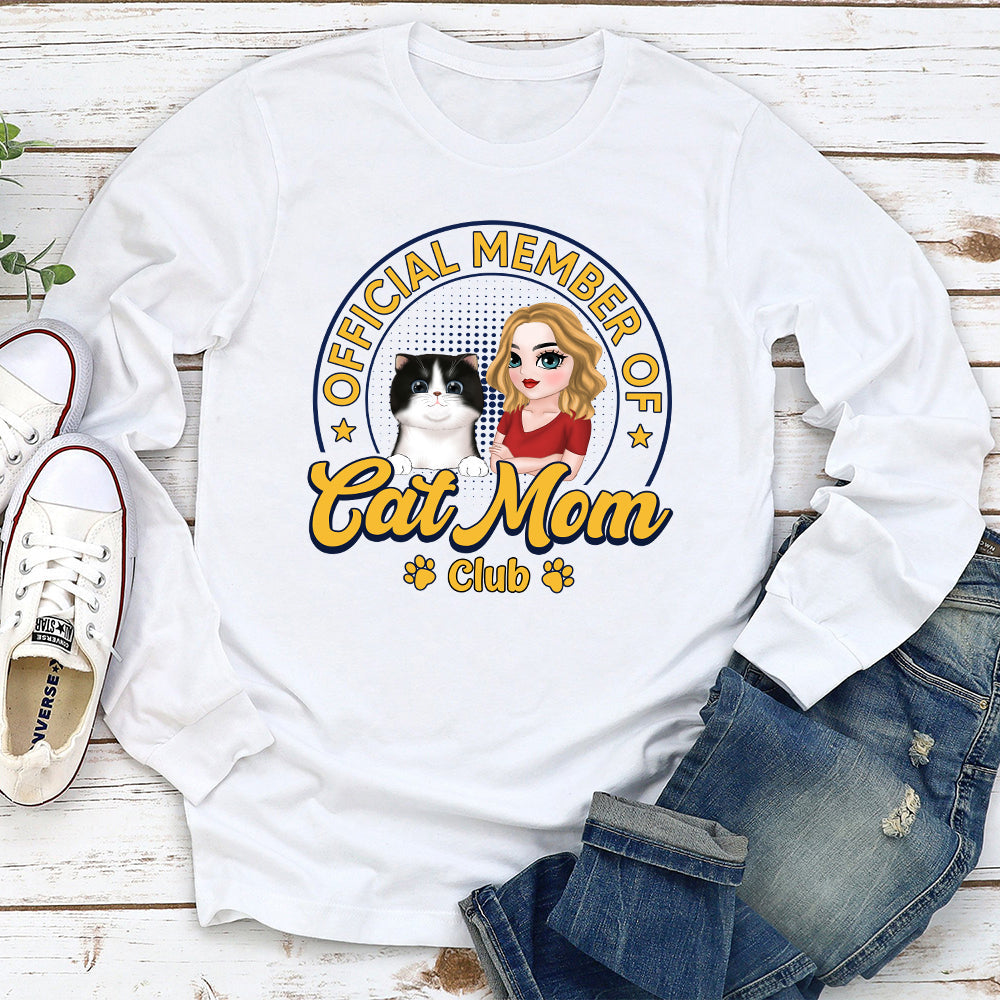 Member Of Cat Mom Club - Personalized Custom Long Sleeve T-shirt