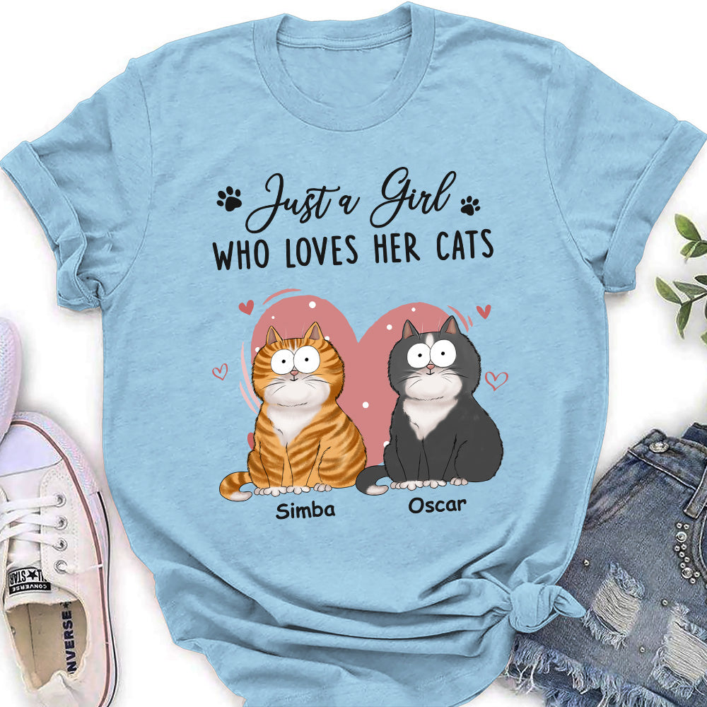 A Girl Loves Cats - Personalized Custom Women's T-shirt