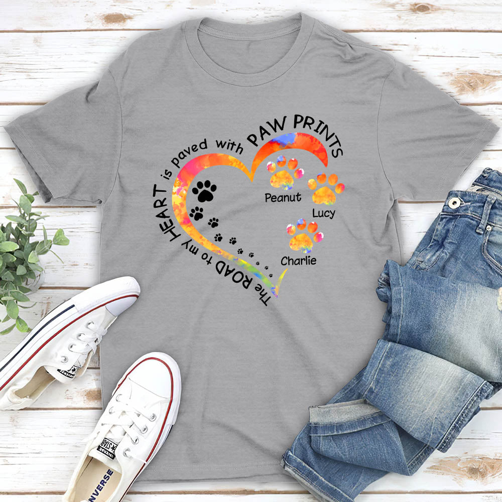 My Heart With Paw Prints 2 - Personalized Custom Unisex T-shirt