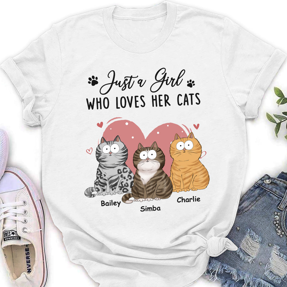 A Girl Loves Cats - Personalized Custom Women's T-shirt