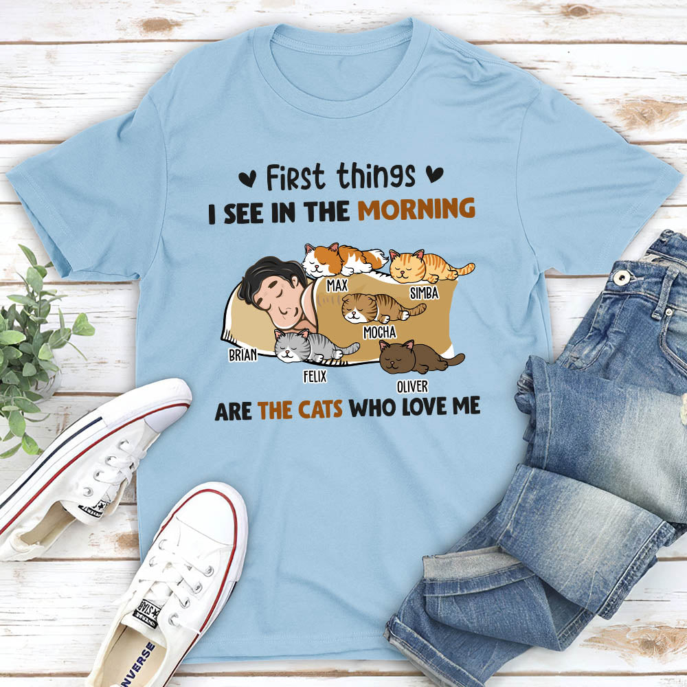 Morning First Thing Cat  - Personalized Custom Unisex T-shirt