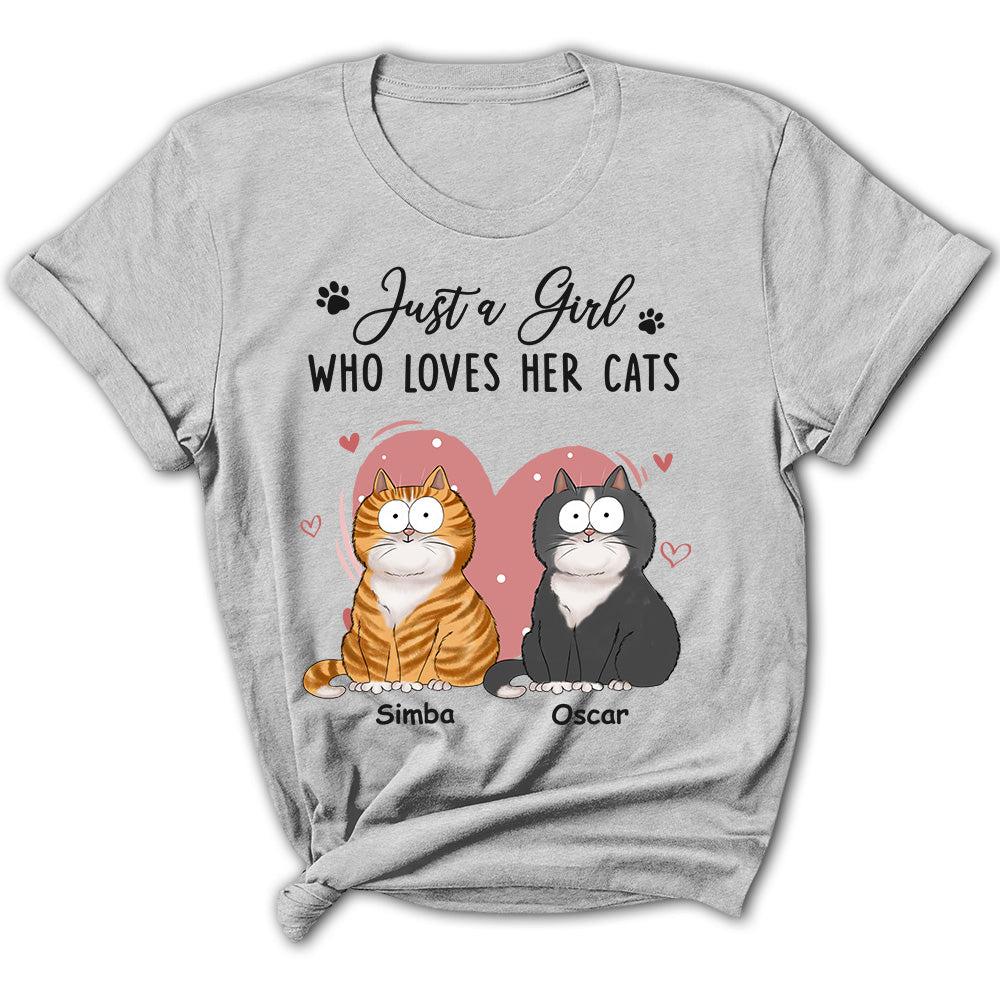 A Girl Loves Cats - Personalized Custom Women's T-shirt