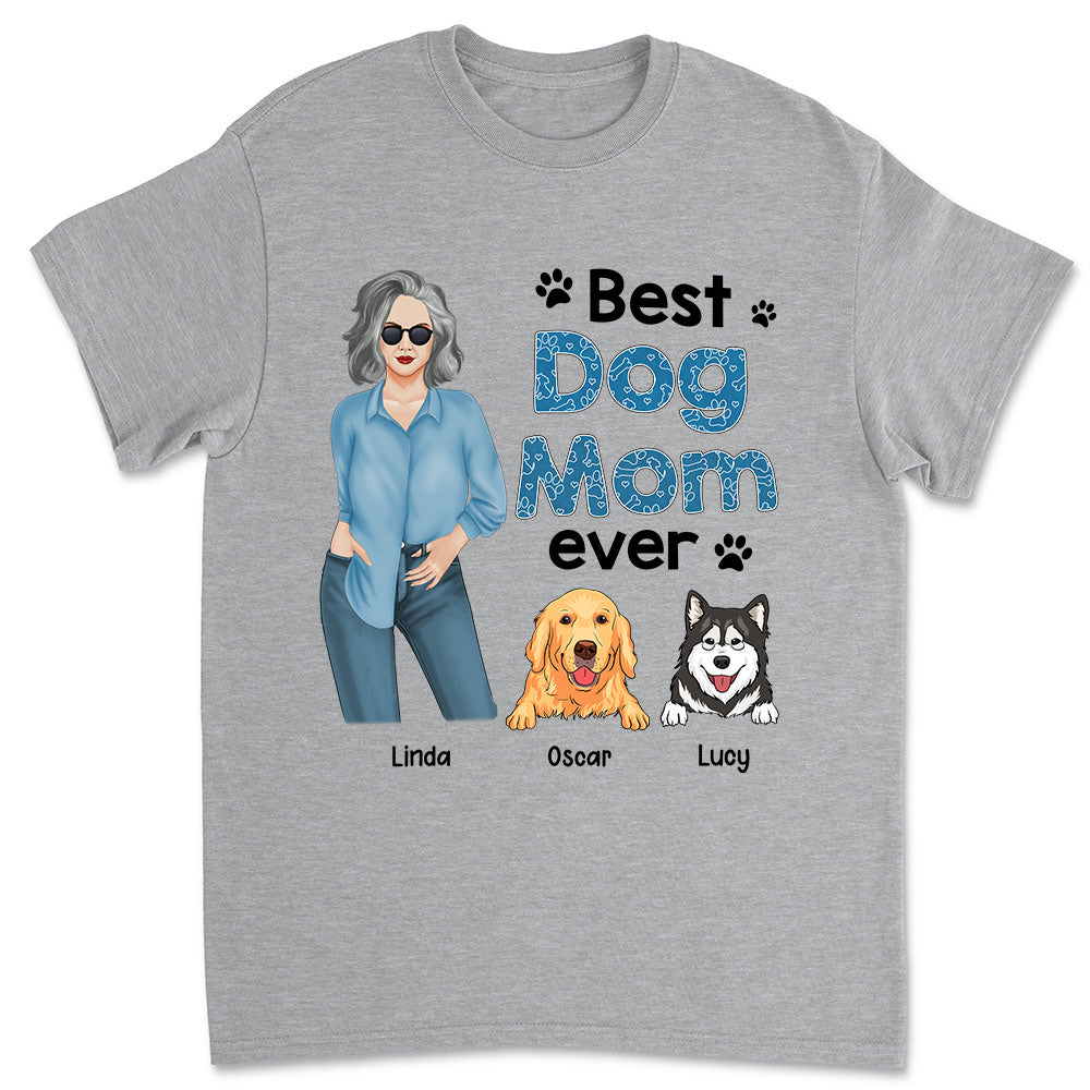 Best Dog Mom Blue - Personalized Custom Unisex T-shirt