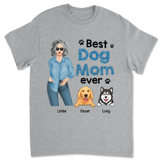 Best Dog Mom Blue - Personalized Custom Unisex T-shirt