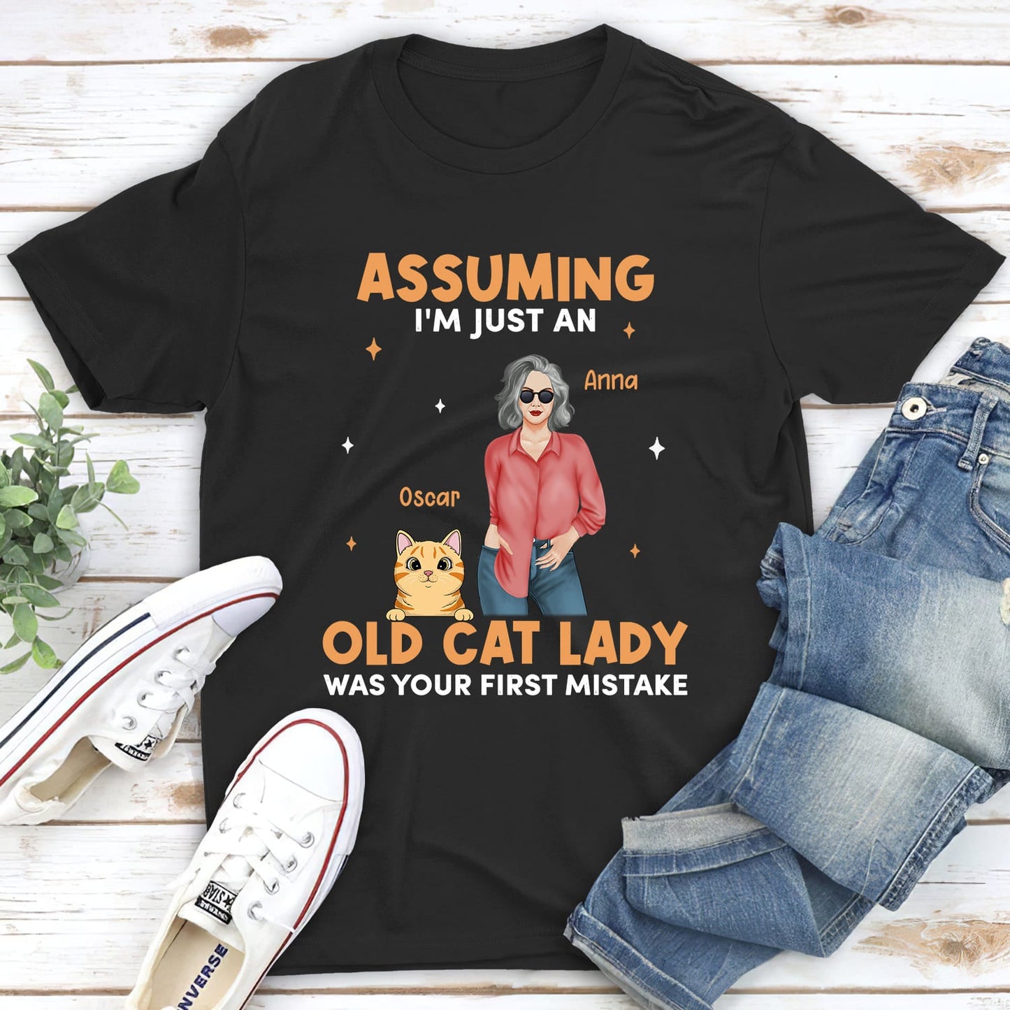 Old Cat Lady - Personalized Custom Unisex T-shirt