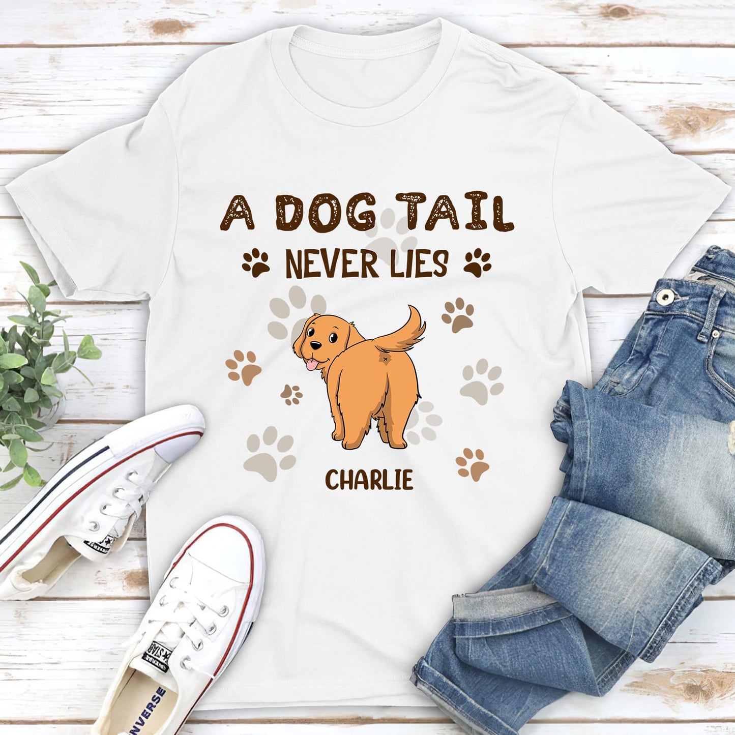 A Dog Tail Never Lies - Personalized Custom Unisex T-shirt