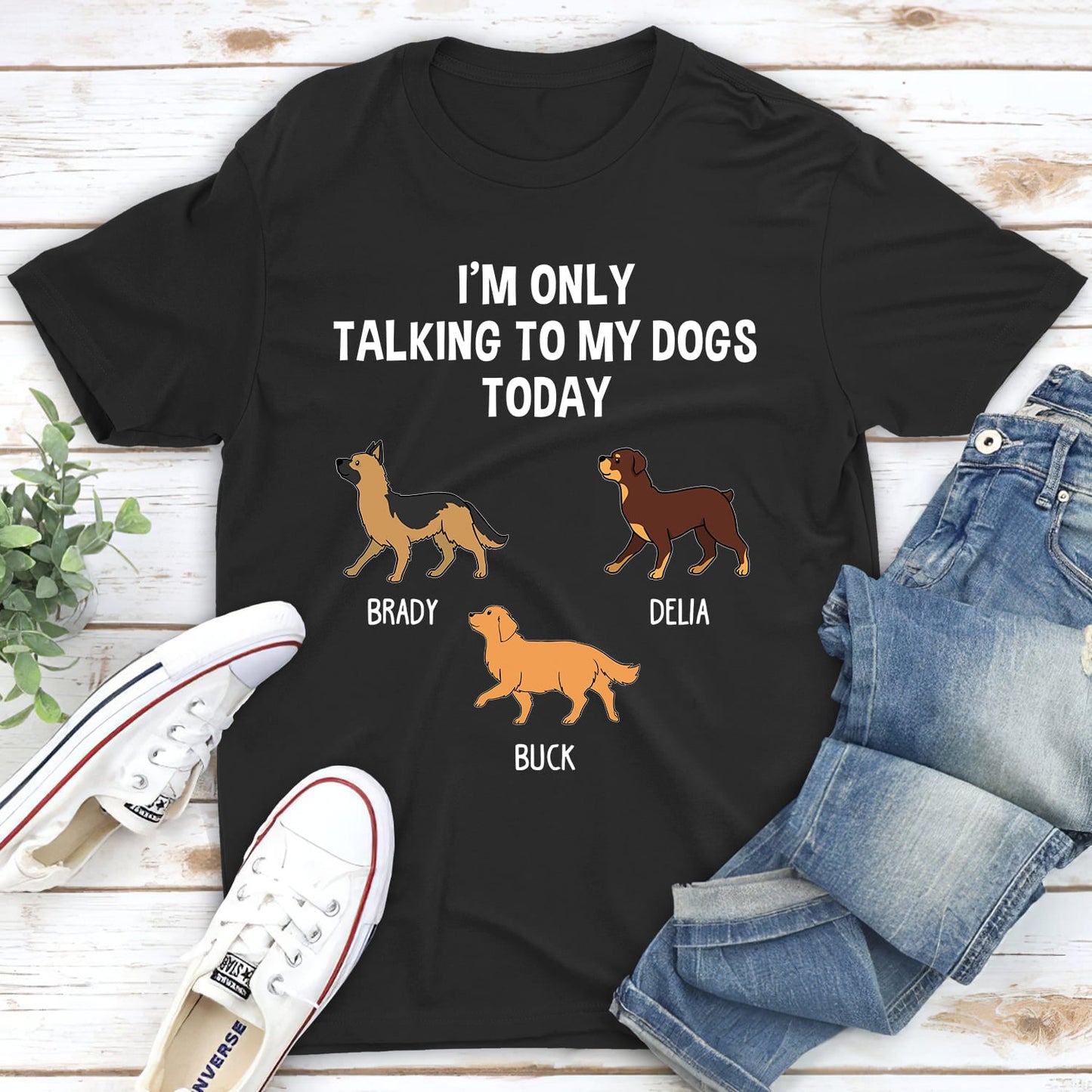 Only Talk To My Dog - Personalized Custom Unisex T-shirt