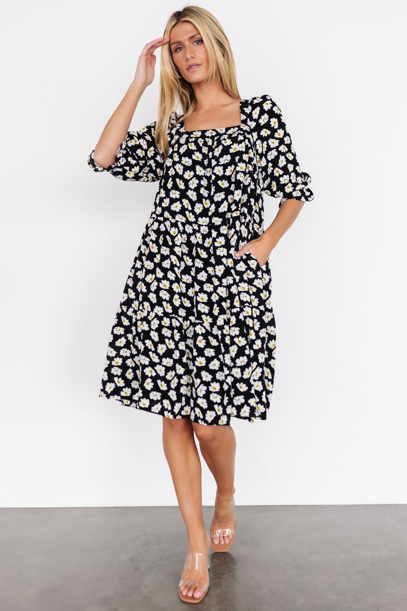 Moxie Short Dress | Black Daisy Print - Baltic Born
