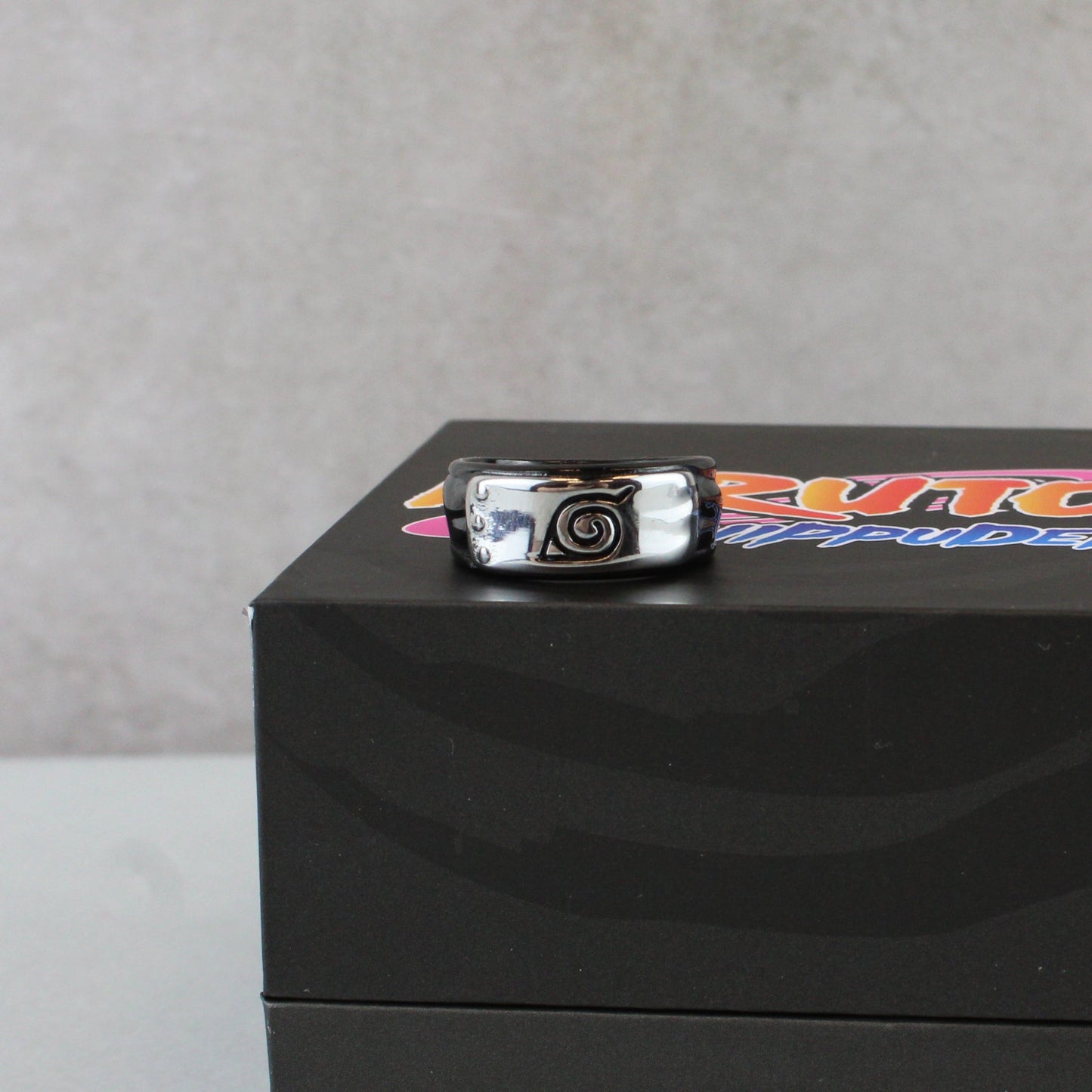 Naruto Leaf Village Black Stainless Steel Ring