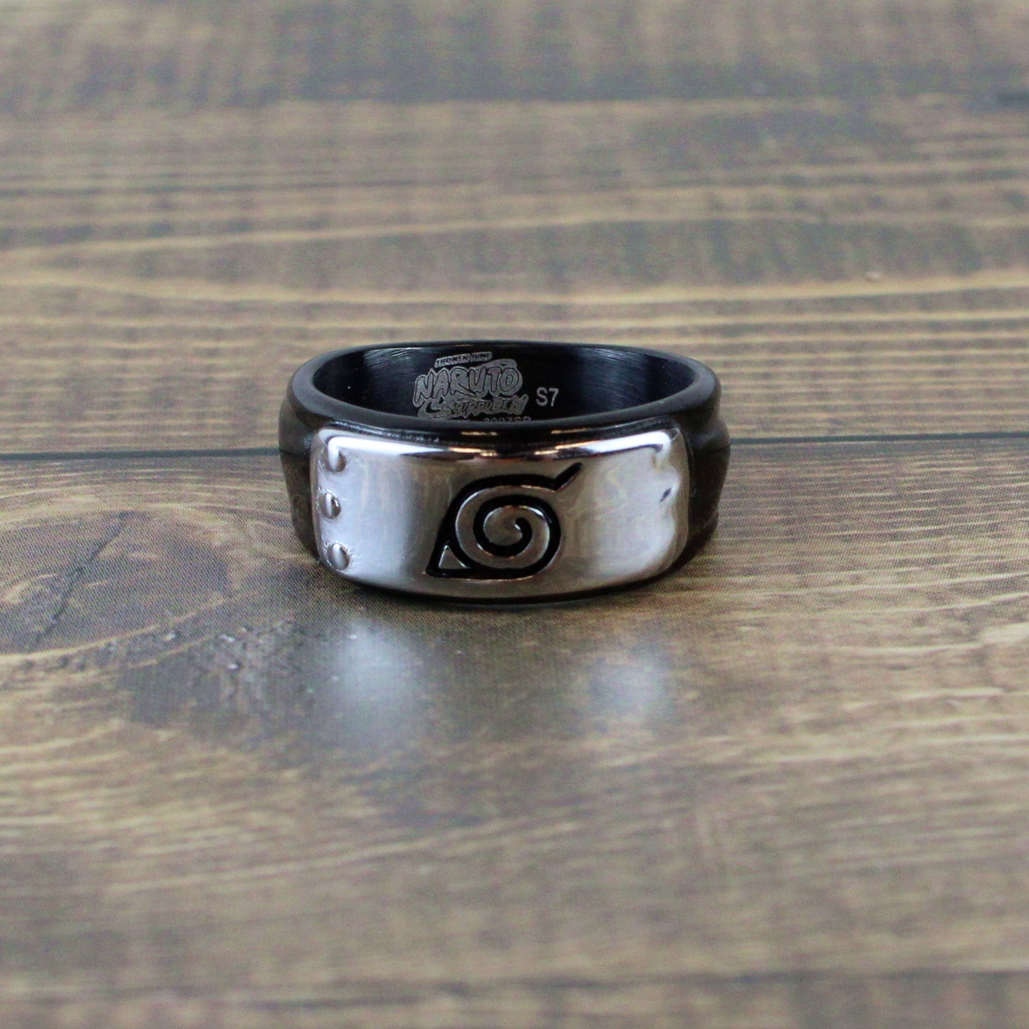 Naruto Leaf Village Black Stainless Steel Ring