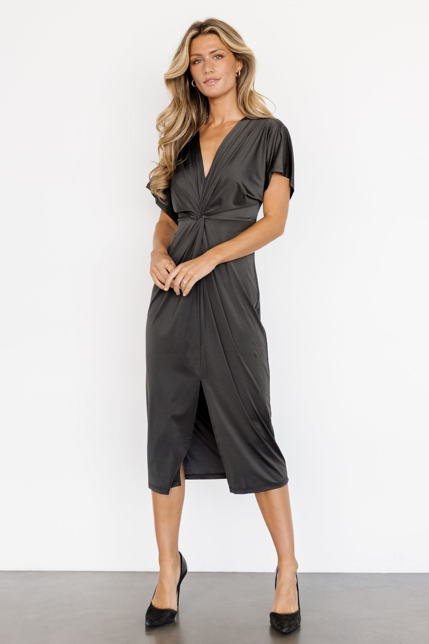 Nyla Midi Dress | Charcoal - Baltic Born