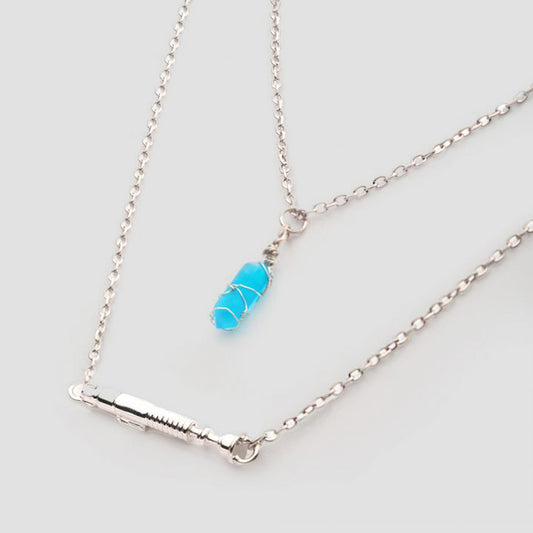 Star Wars Obi-Wan Kenobi Lightsaber and Kyber Crystal Tier Pendant Necklace
