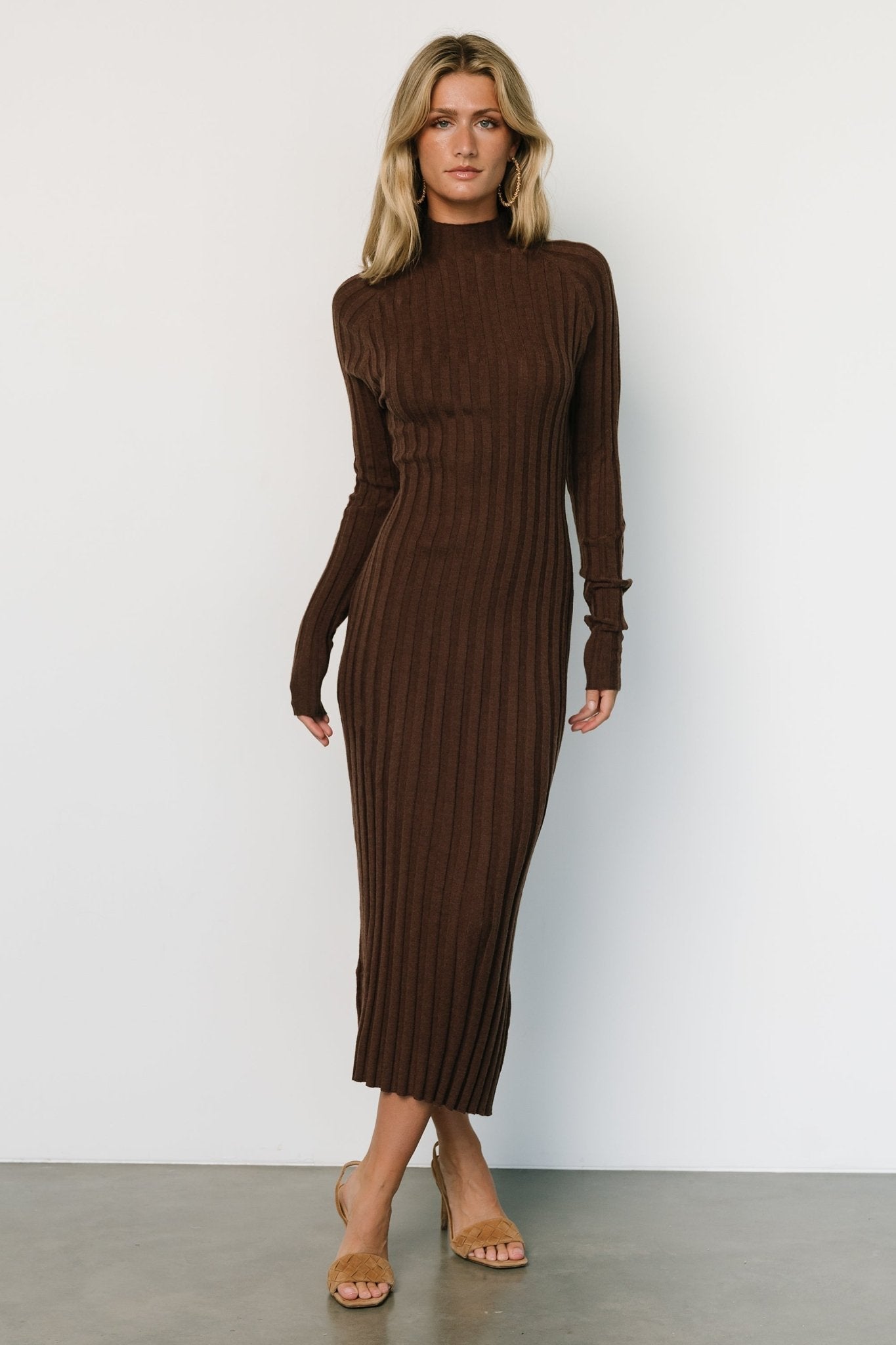 Oliver Ribbed Sweater Dress | Chocolate - Baltic Born