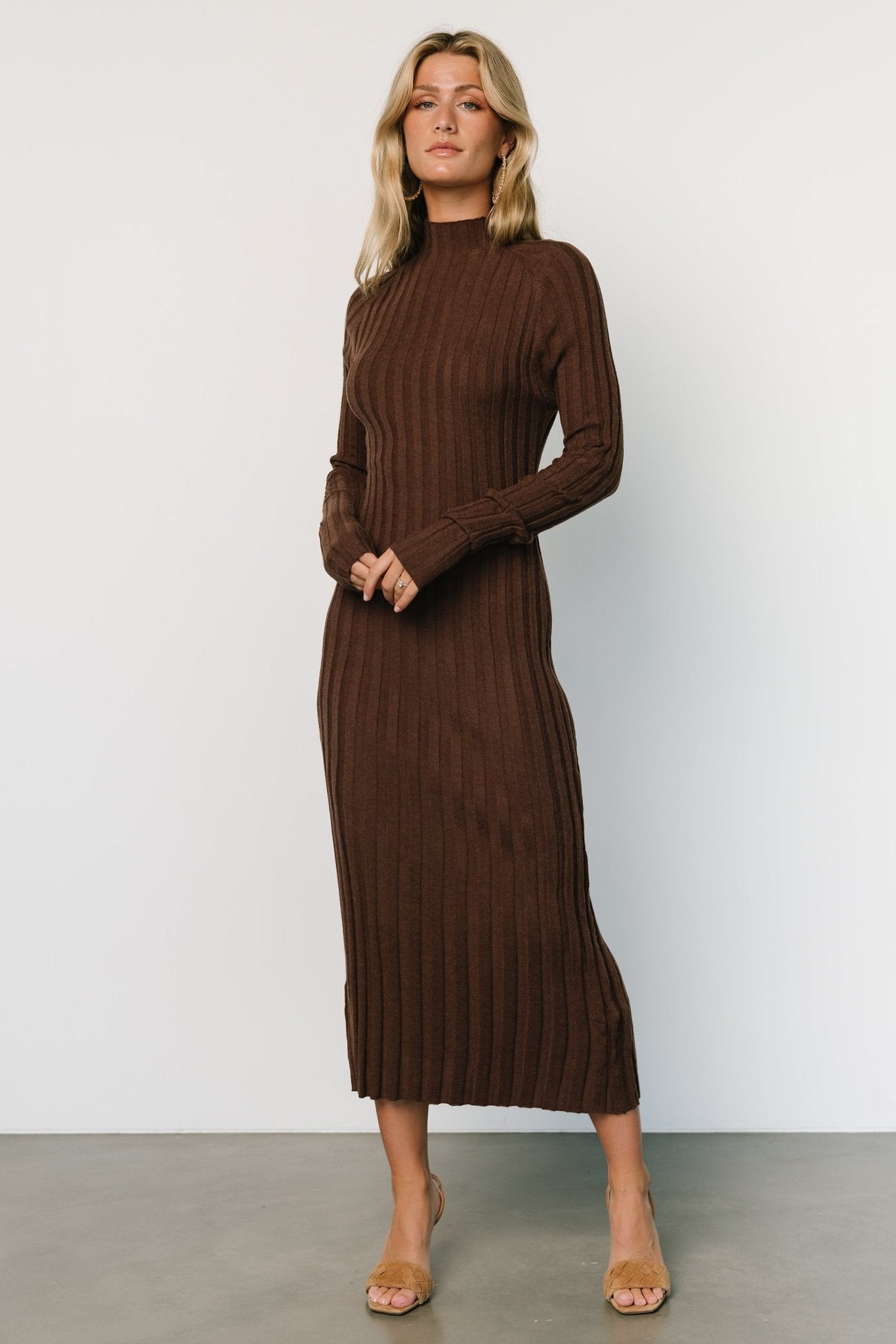 Oliver Ribbed Sweater Dress | Chocolate - Baltic Born