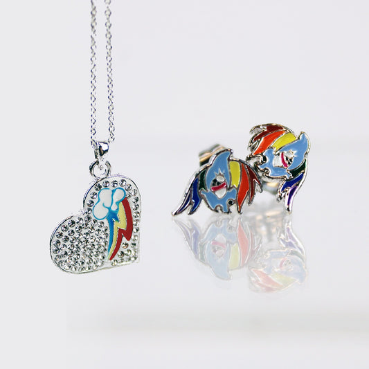 Rainbow Dash My Little Pony Necklace & Stud Earring Set