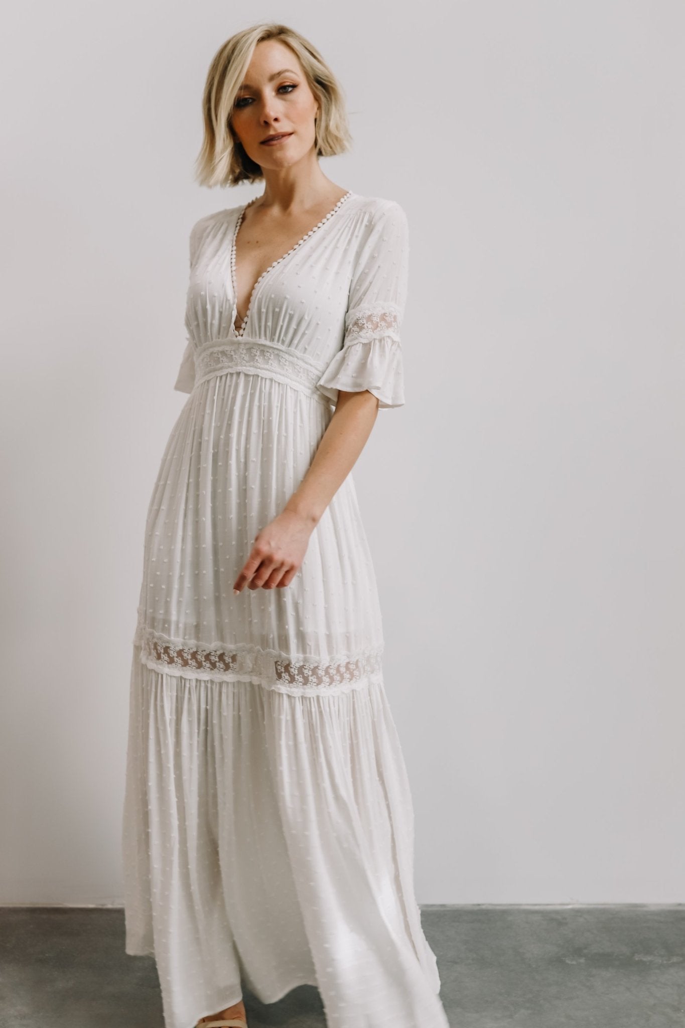 Rayne Deep V Maxi Dress | White - Baltic Born