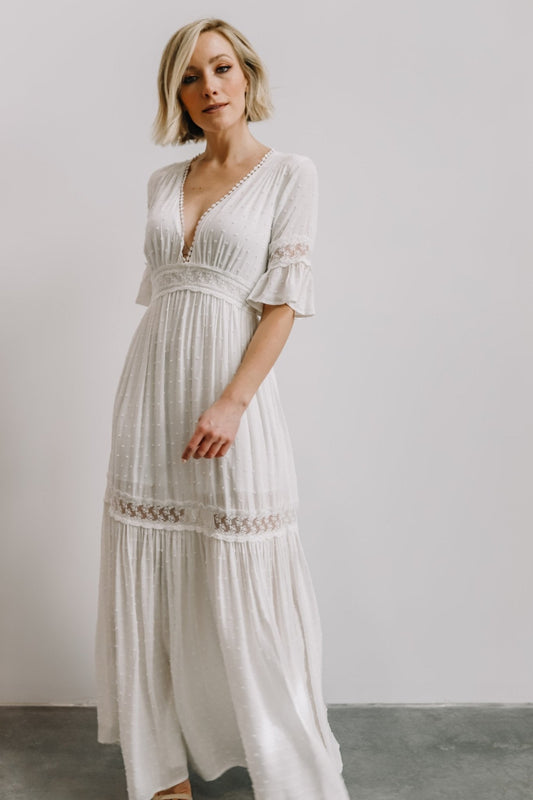 Rayne Deep V Maxi Dress | White - Baltic Born