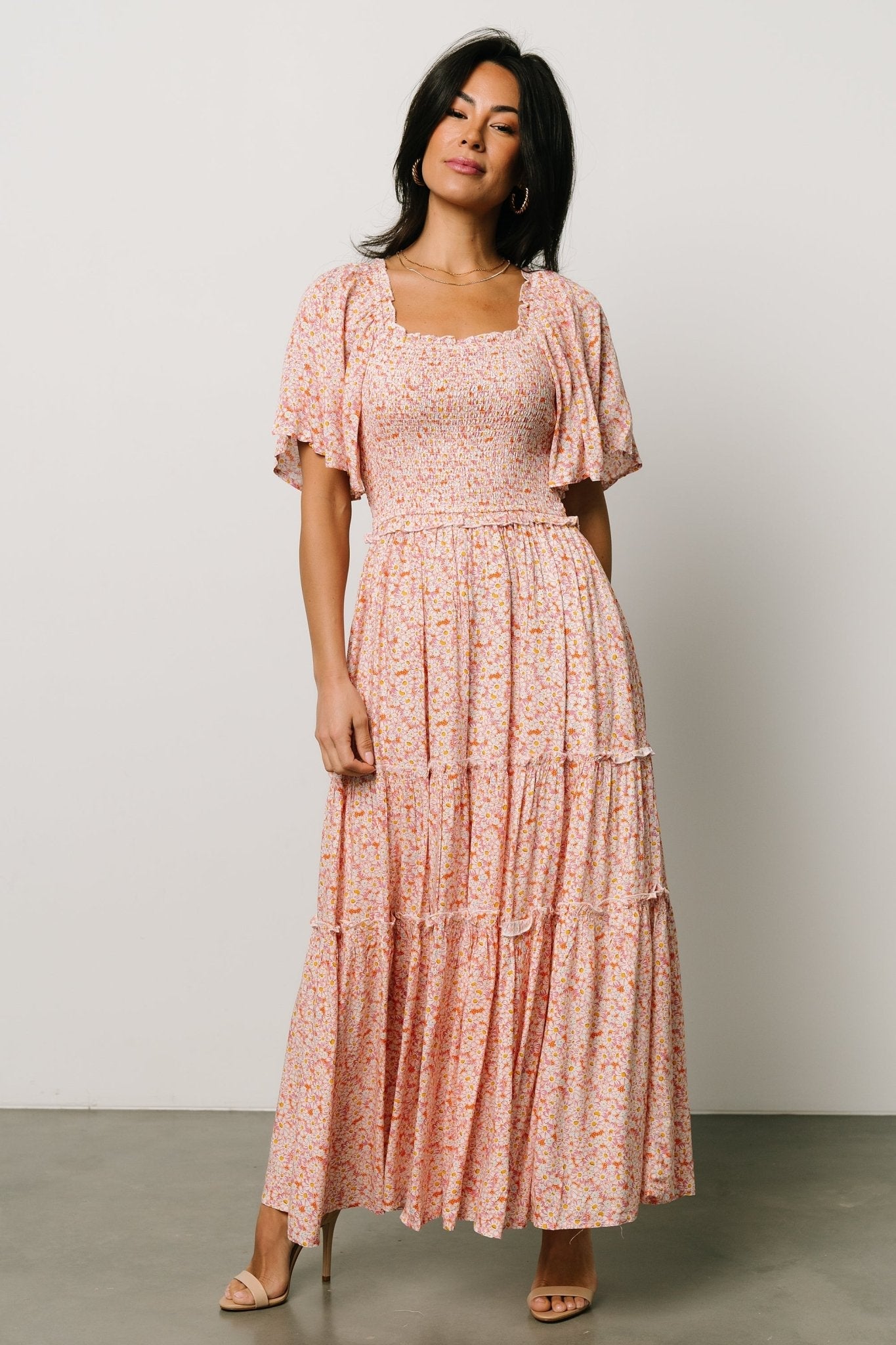 Regina Smocked Maxi Dress | Coral Floral - Baltic Born