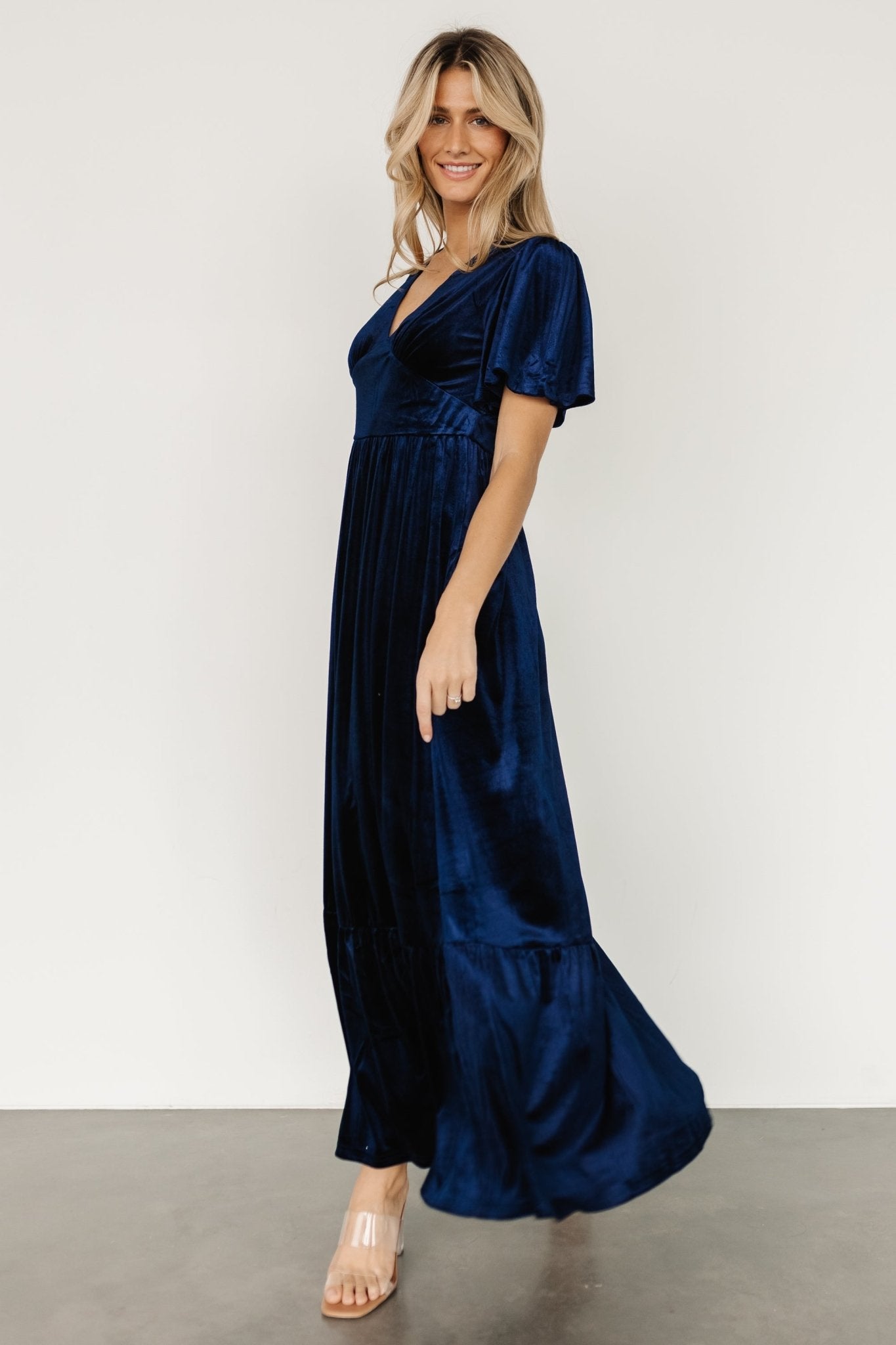 Reina Velvet Maxi Dress | Midnight Blue - Baltic Born