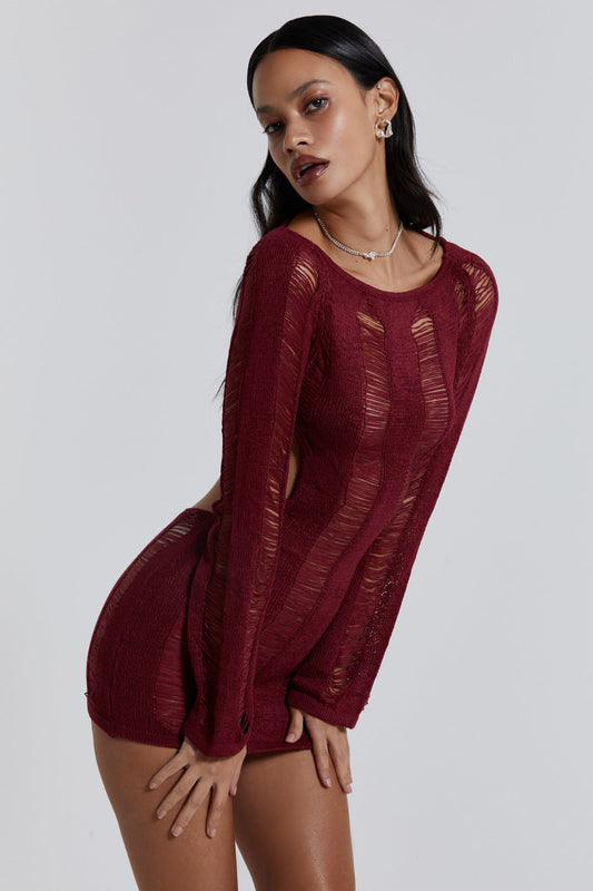 Burgundy Umbra Mini Dress