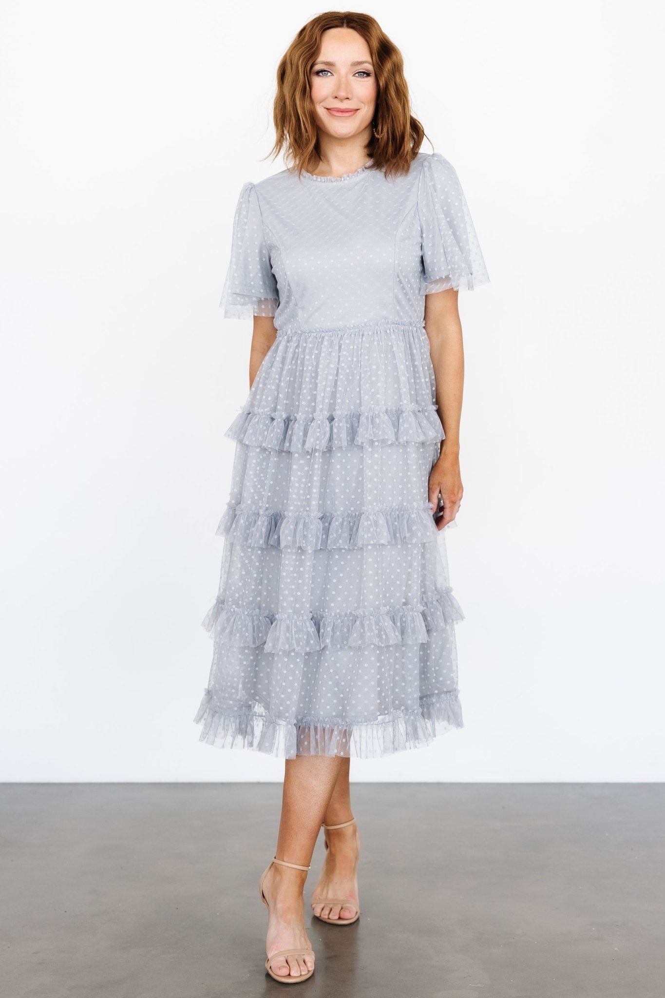Riley Ruffle Tiered Dress | Light Gray - Baltic Born