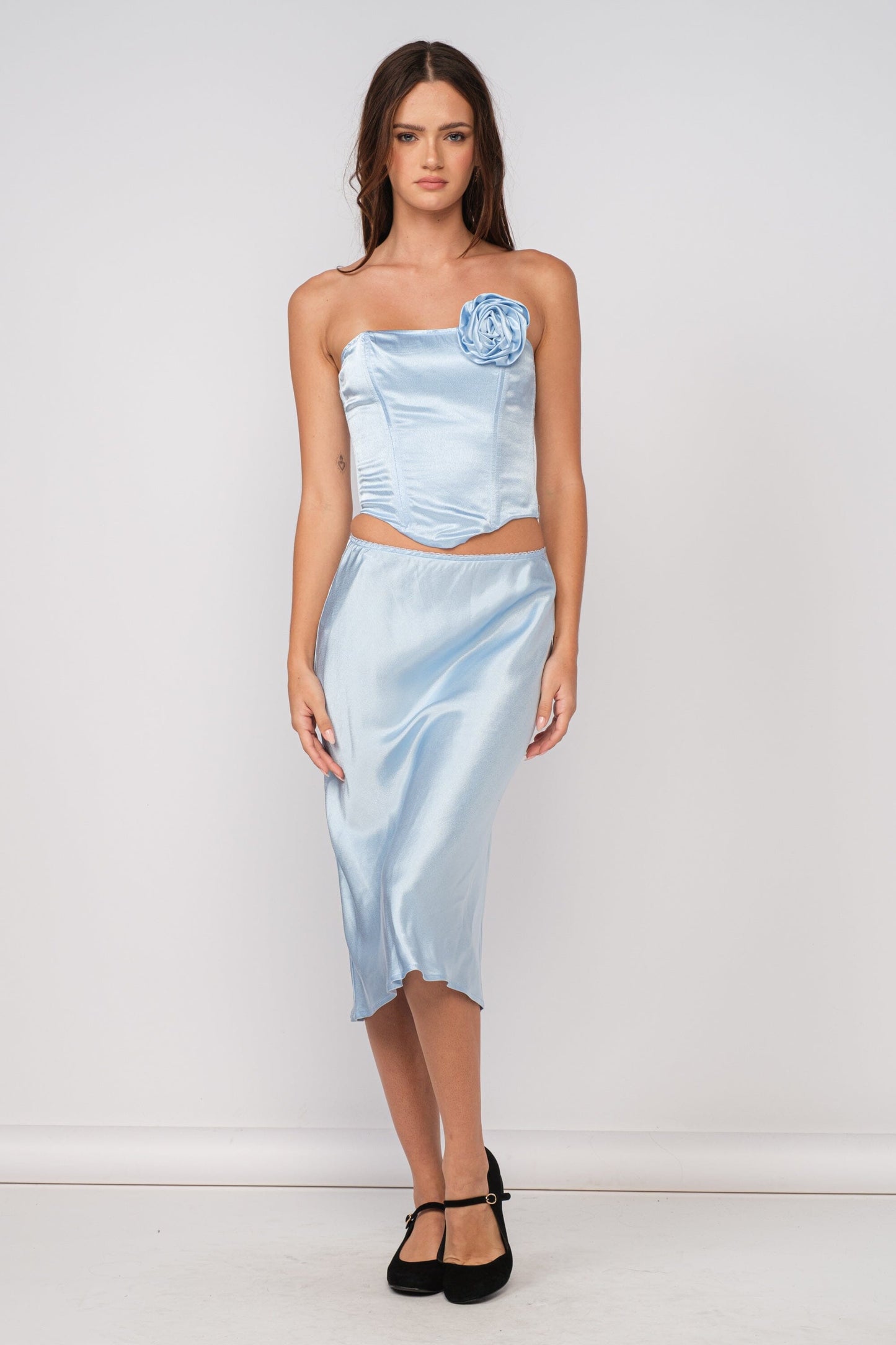 Rosette Strapless Top in Snowflake