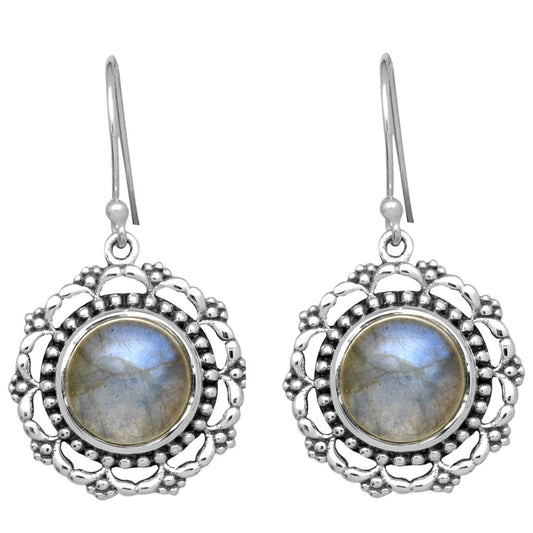 Round Rainbow Labradorite Earrings