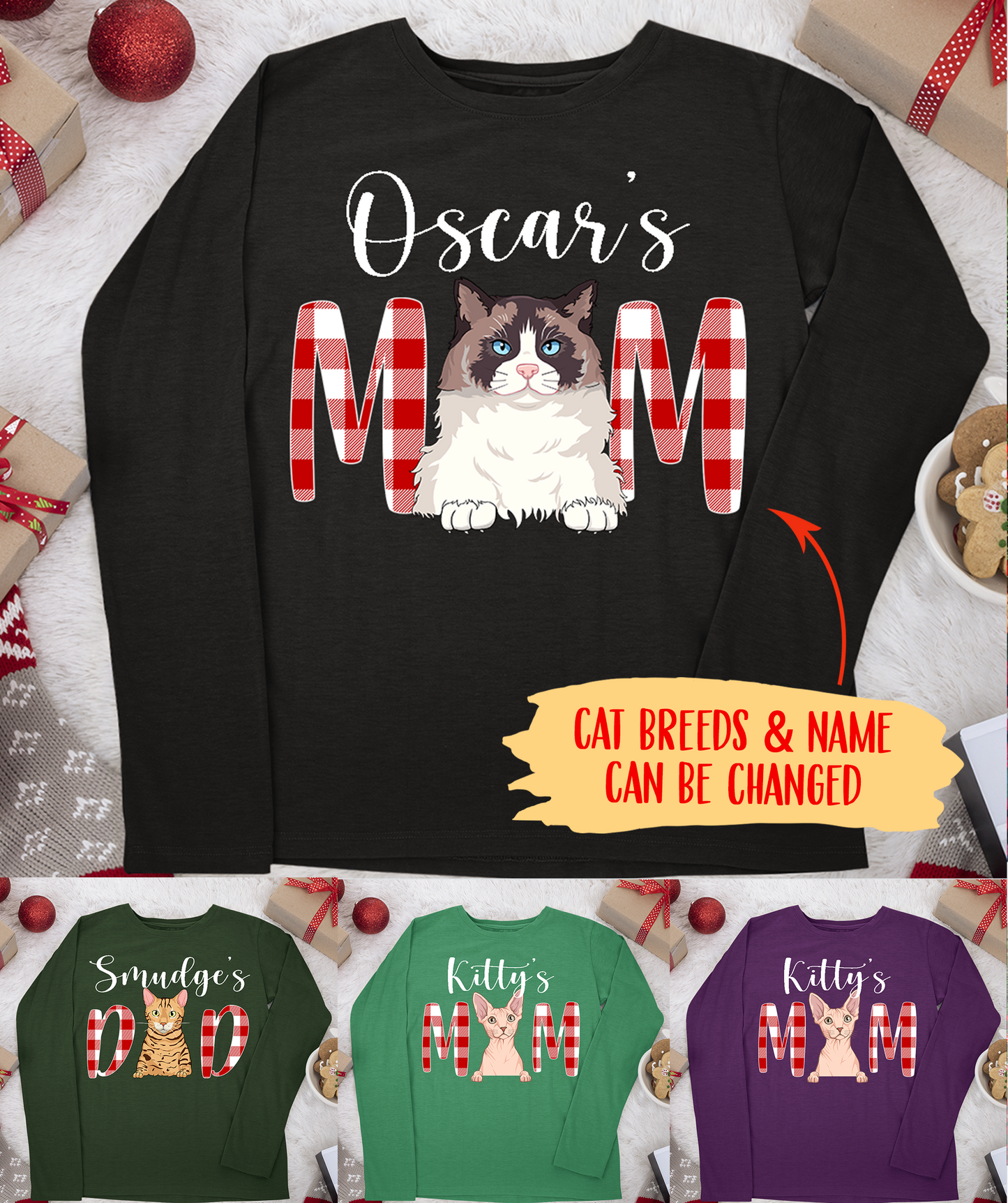 Cat Mom/Dad - Personalized Custom Unisex Long Sleeve T-shirt