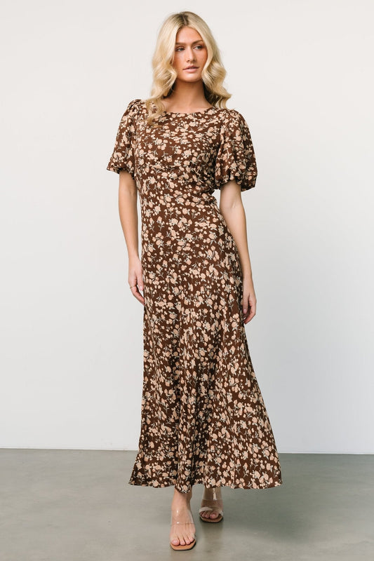 Sadie Maxi Dress | Brown Floral - Baltic Born