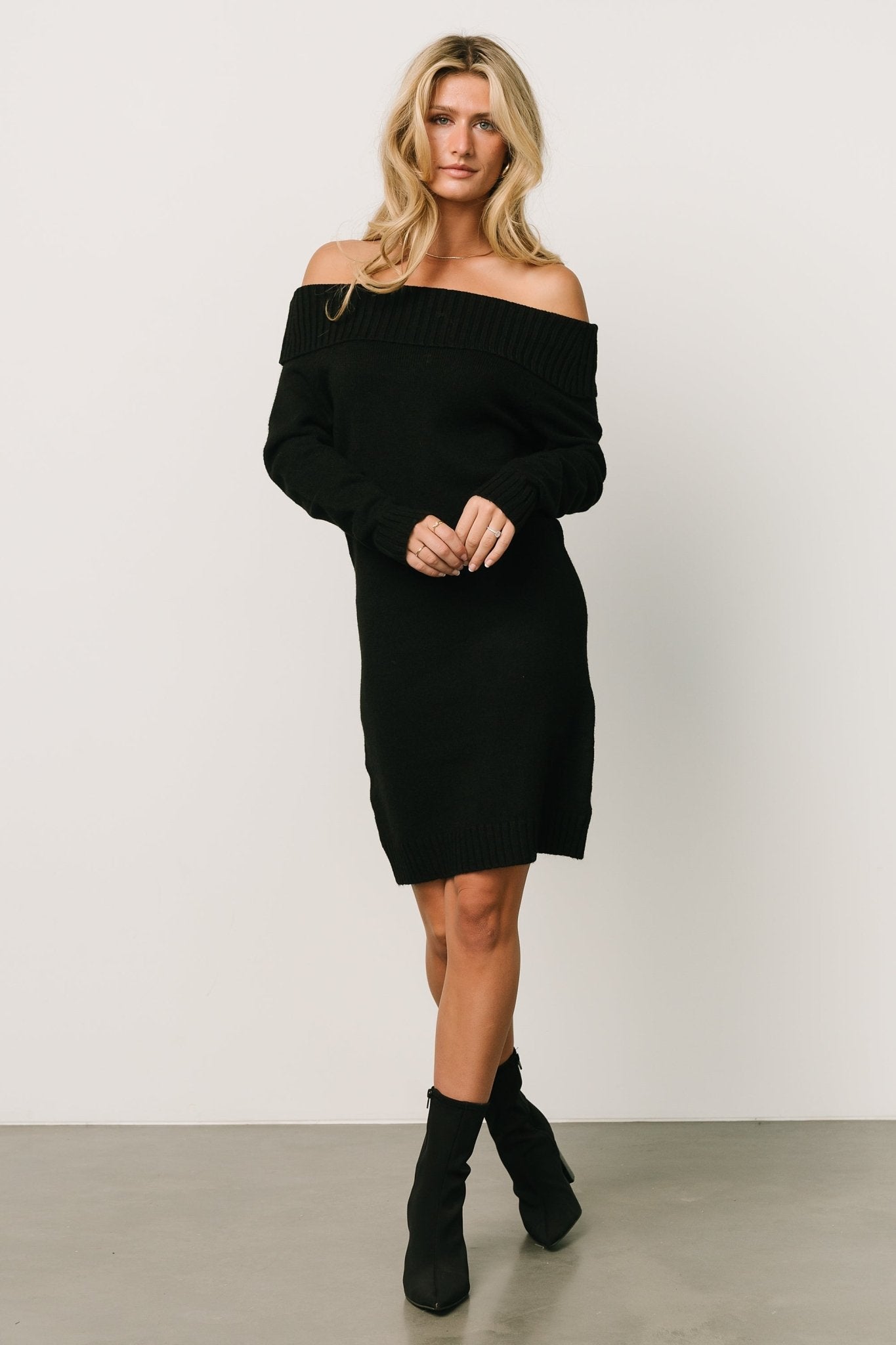 Saga Mini Sweater Dress | Black - Baltic Born