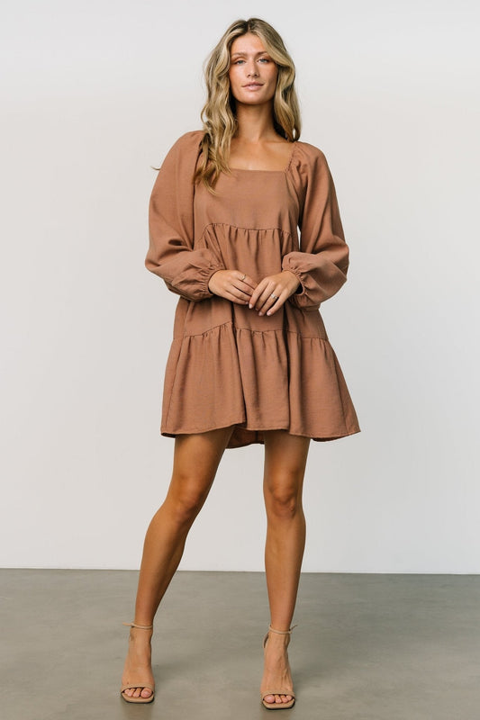 Selena Tiered Mini Dress | Dusty Mauve - Baltic Born