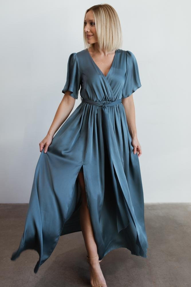 Sicily Satin Maxi Dress | Blue - Baltic Born
