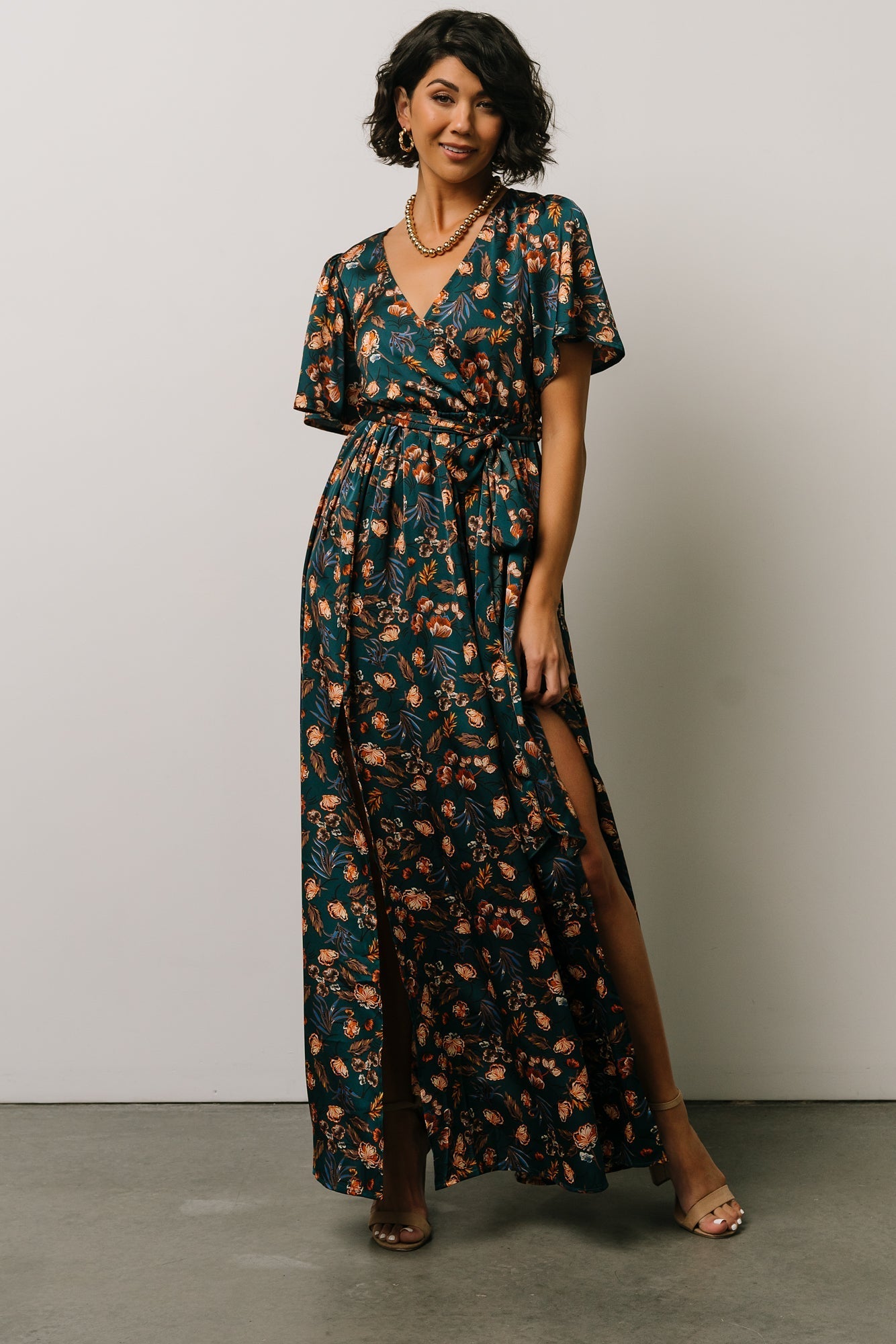 Sicily Satin Maxi Dress | Jade Multi Print - Baltic Born