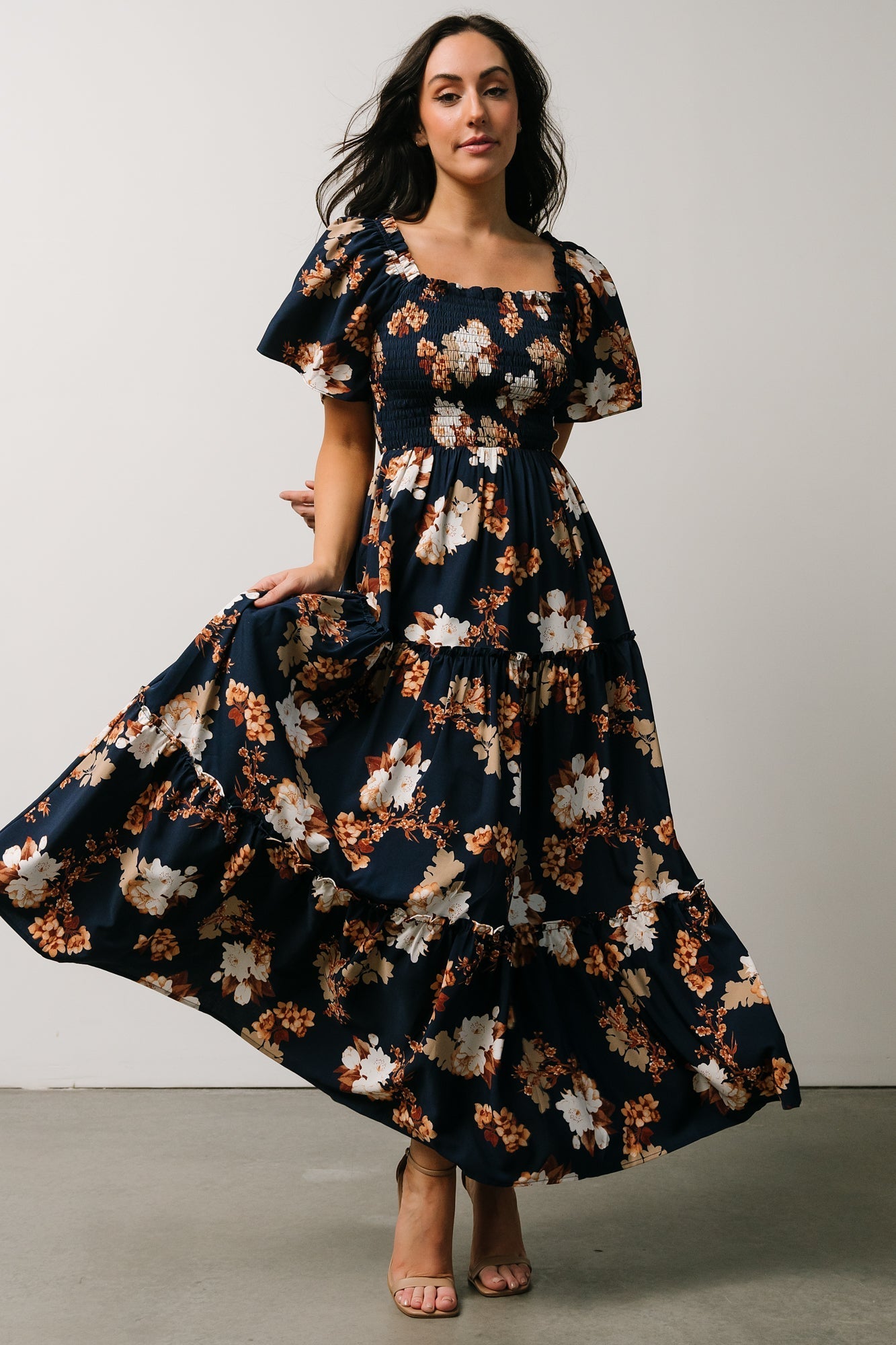 Southampton Smocked Maxi Dress | Navy Multi Floral - Baltic Born