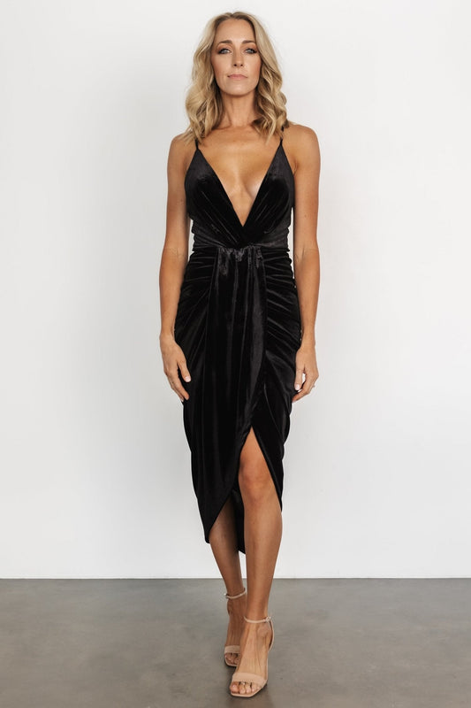 Steph Velvet Midi Dress | Black - Baltic Born