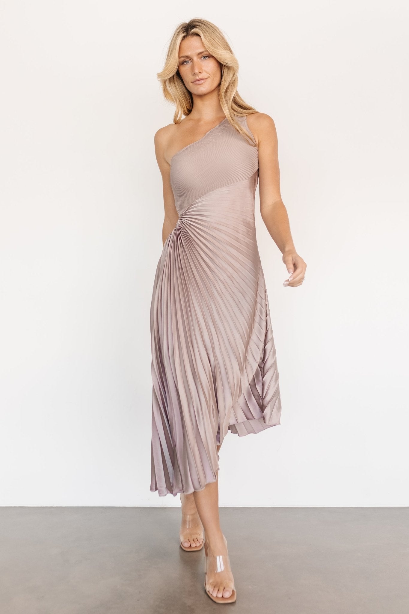 Tasia One Shoulder Pleated Dress | Autumn Orchid - Baltic Born