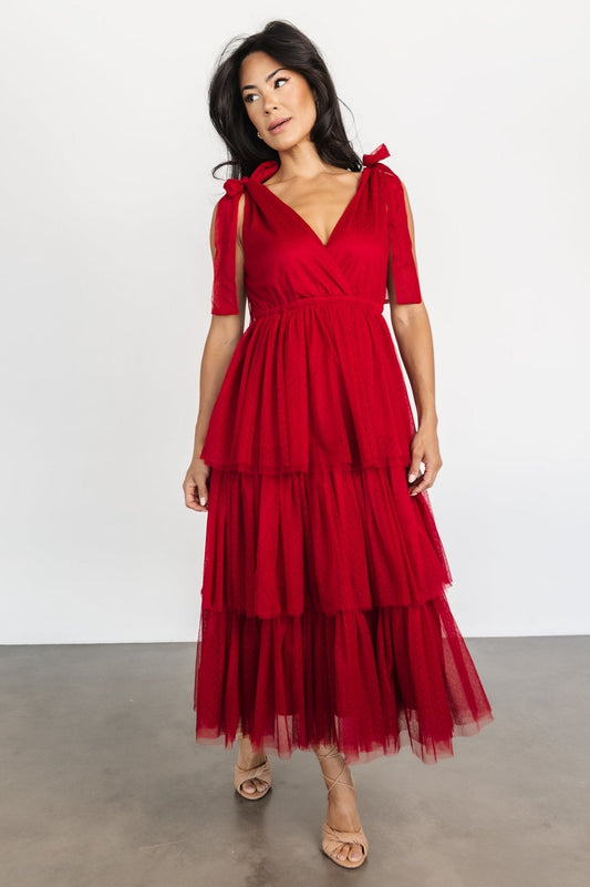 Tessa Tiered Tulle Tank Dress | Merlot - Baltic Born