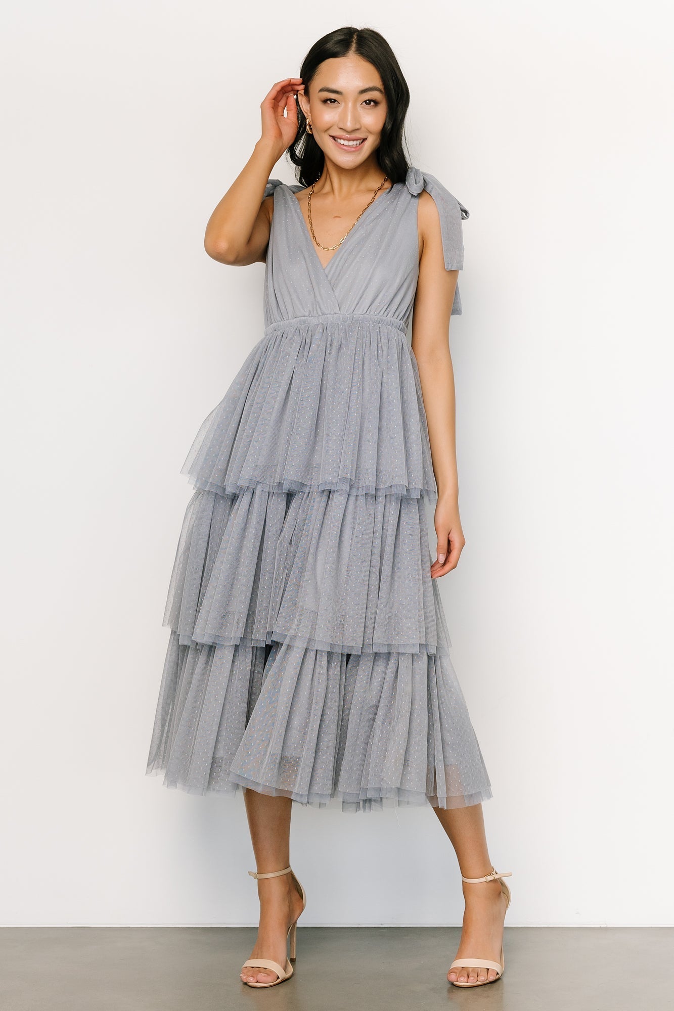 Tessa Tiered Tulle Tank Dress | Slate Blue - Baltic Born