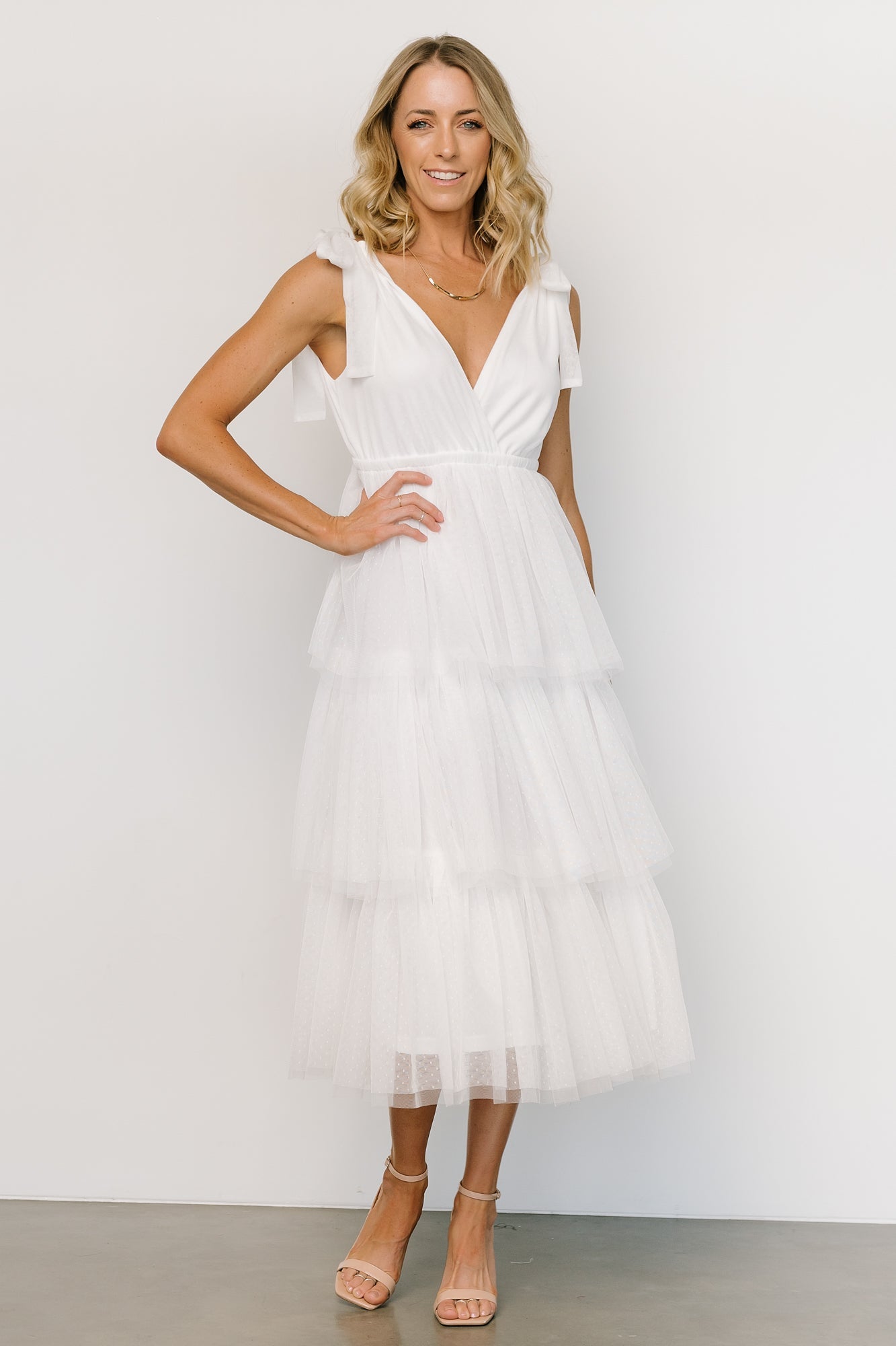 Tessa Tiered Tulle Tank Dress | White - Baltic Born
