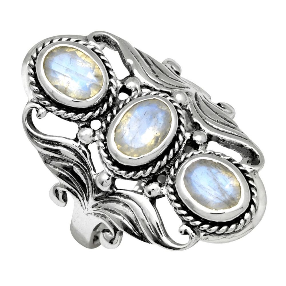 Three Stone Labradorite Ring