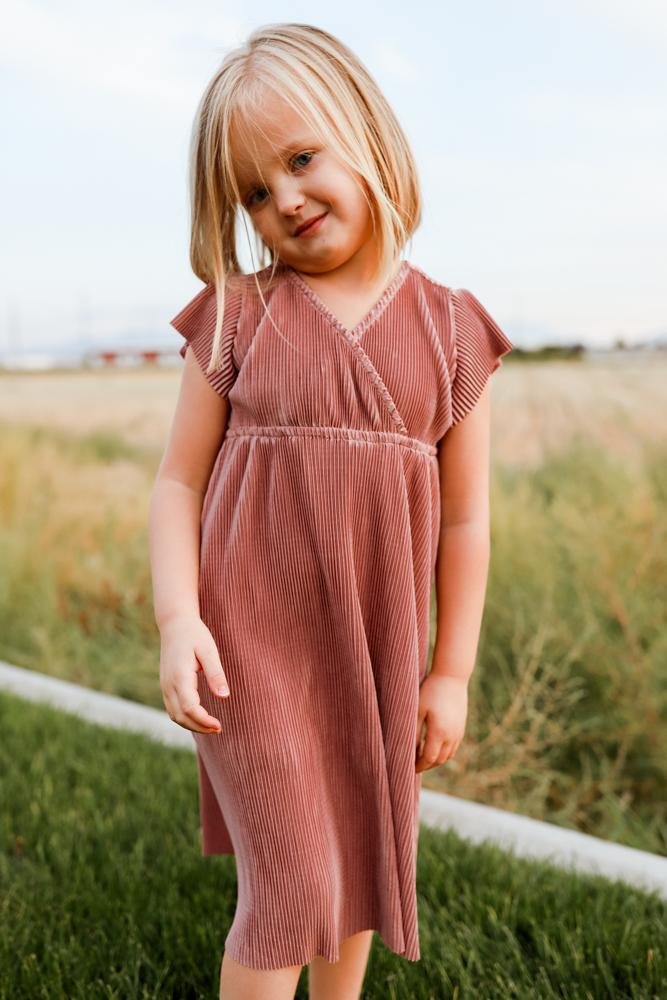 Toddler Athena Pleated Midi Dress | Rose - Baltic Born