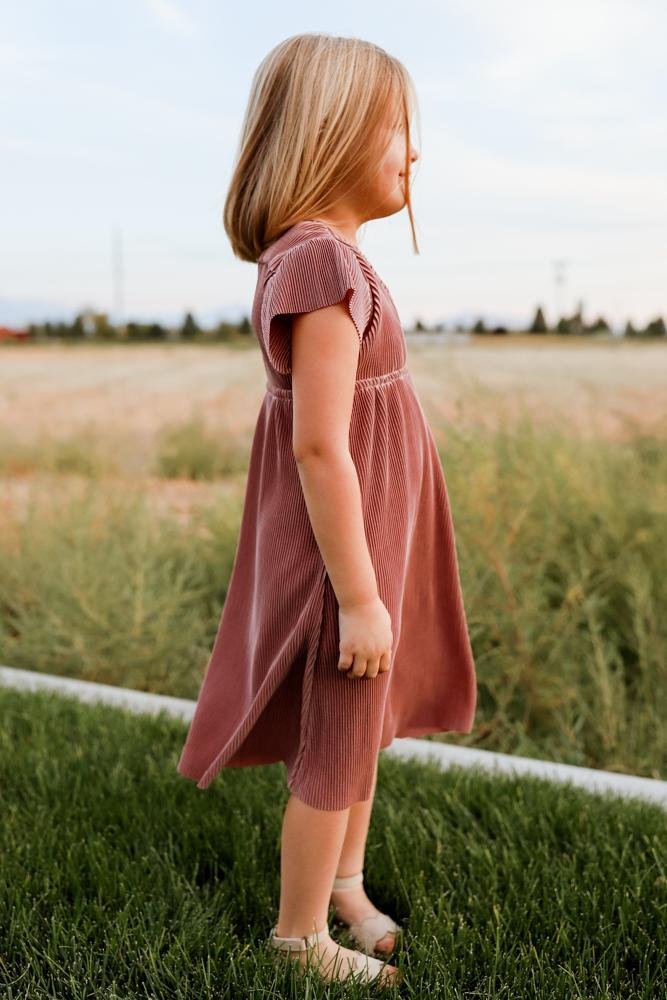 Toddler Athena Pleated Midi Dress | Rose - Baltic Born