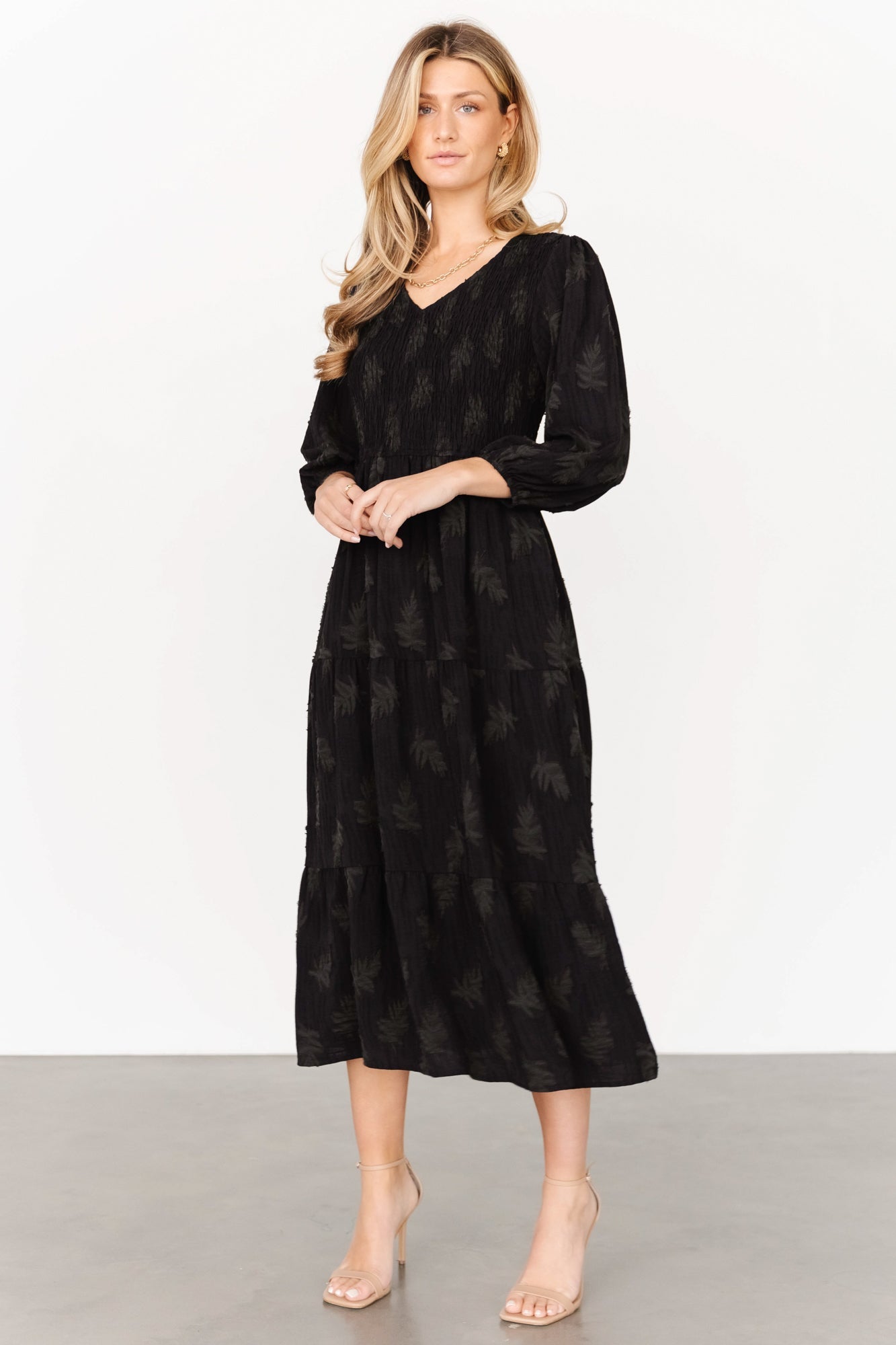 Tommi Smocked Midi Dress | Black - Baltic Born