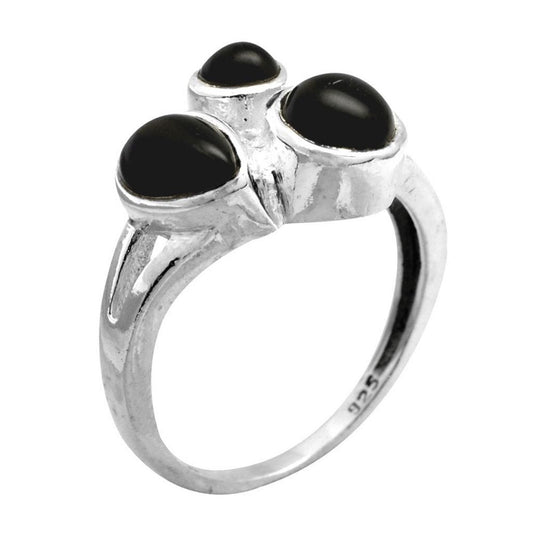 Tri-Stone Black Onyx Ring