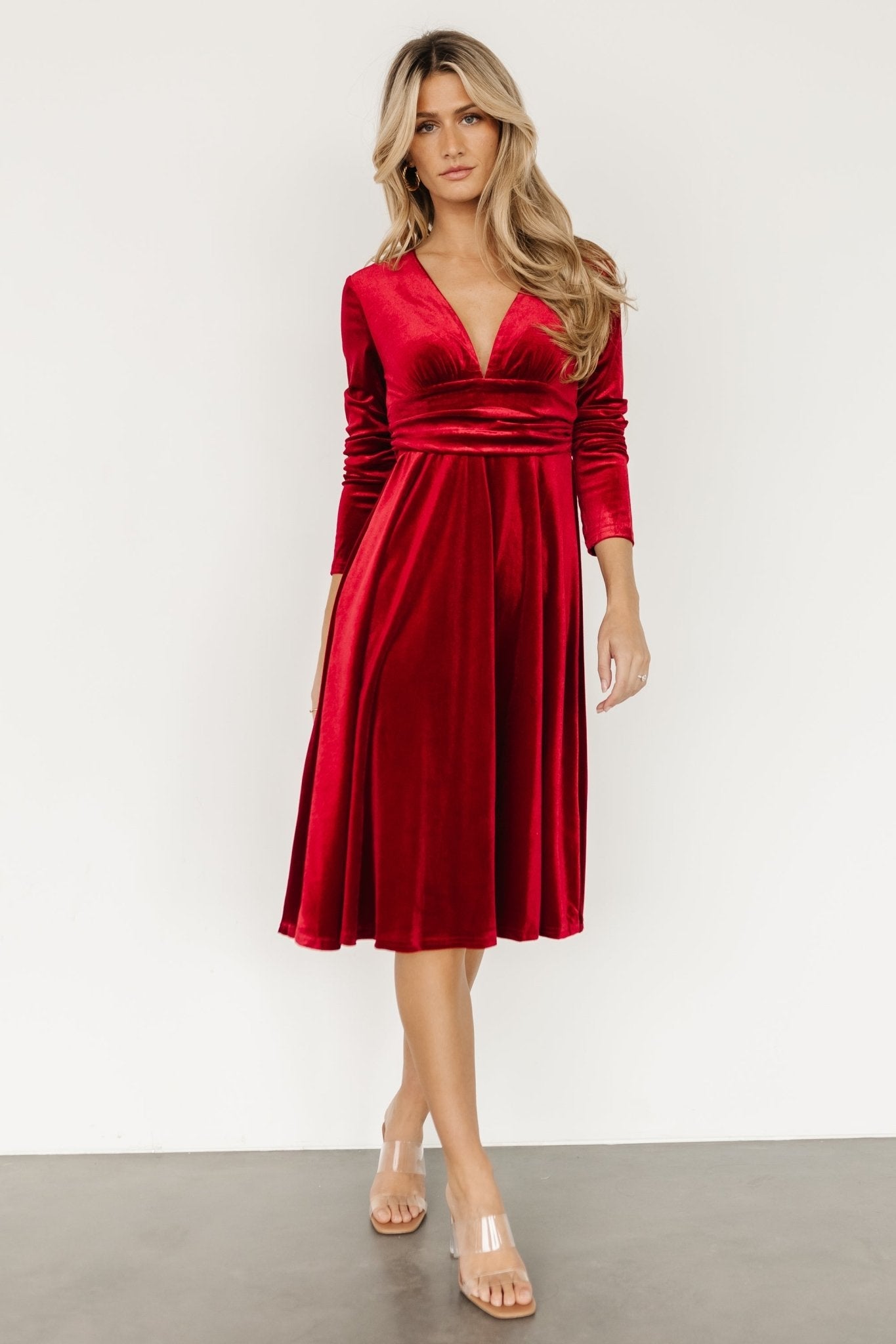 Vega Velvet Midi Dress | Wine - Baltic Born